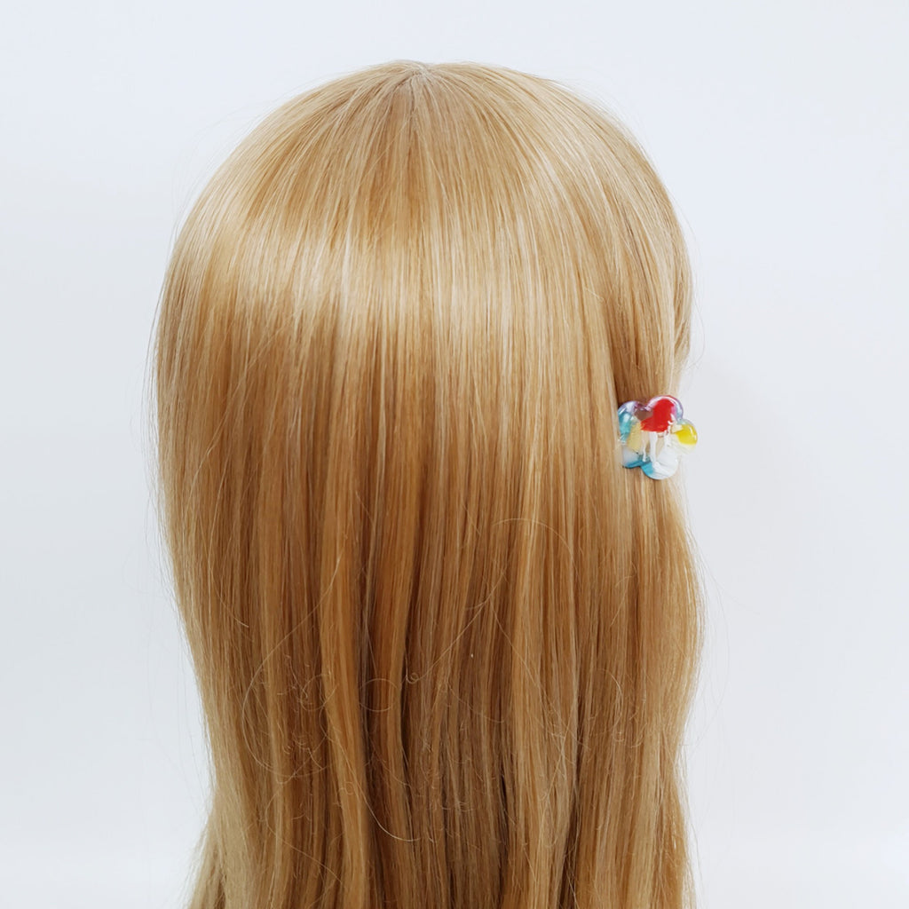 Leopard Marble Modern Flower Mini Hair Clip / Tortoise Shell Small French Pin / Hair Barrette for Woman / Metal Hair Clip