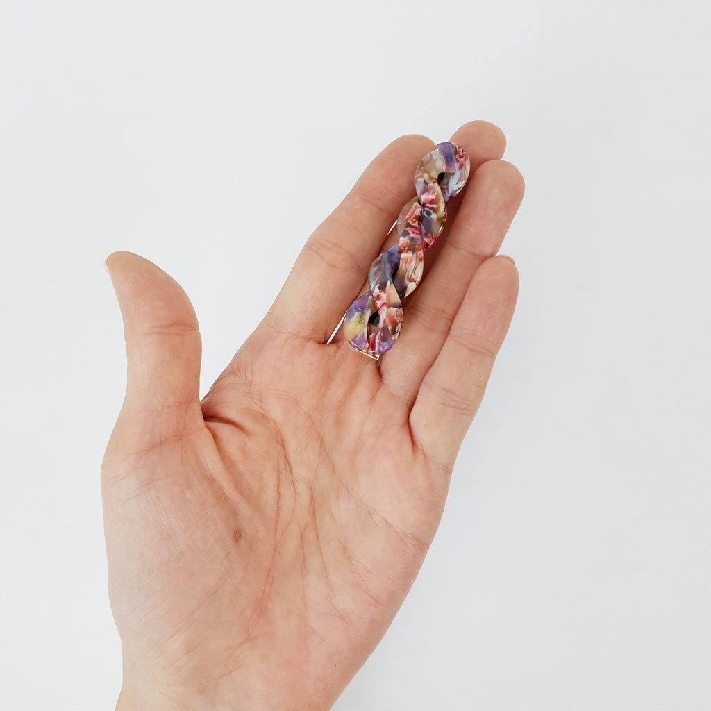 Marble Twist Mini Hair Clip (2.6 Inch) / Cute Cellulose French Hair Pin / Hair Accessory for Woman