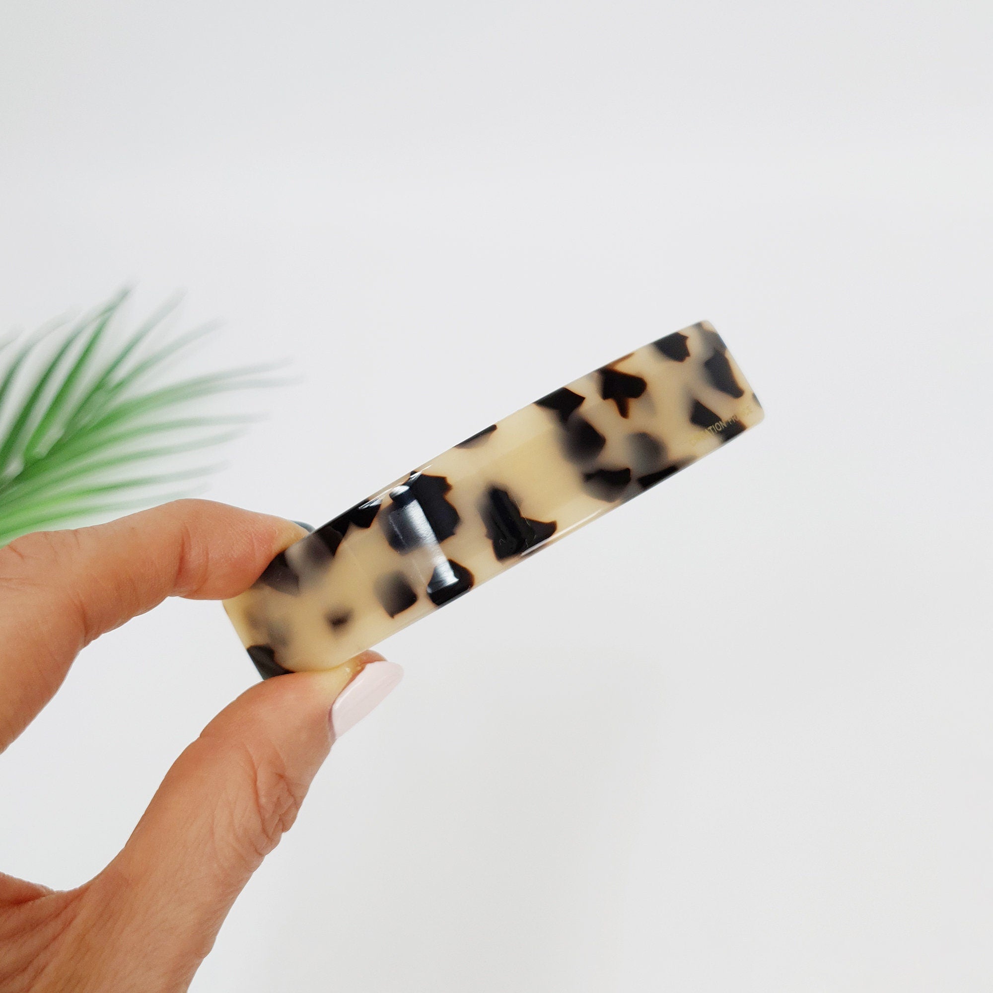 Leopard Curve Square Hair Barrette (3.7 Inch) / Tortoise Shell French Hair Pin / Hair Accessory for Woman / Automatic Hair Clip