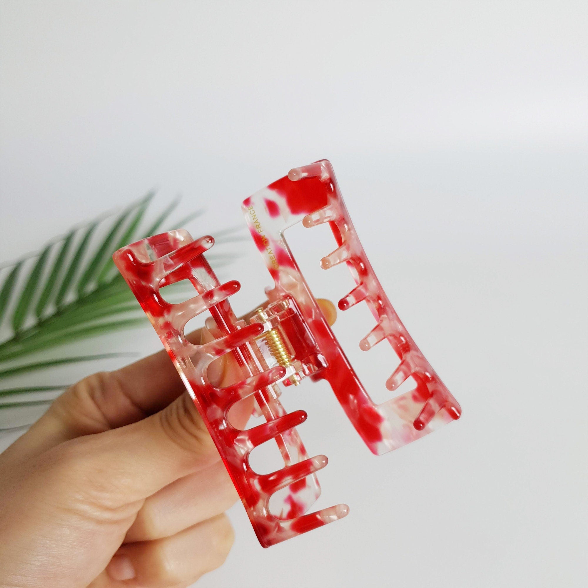 Jelly Marble Long Square Medium Hair Claw Clip / Tortoise Shell French Hair Pin / Hair Accessory for Woman