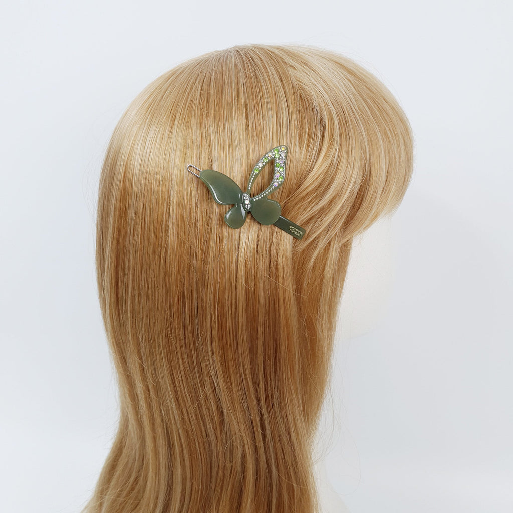 Pure Color Butterfly Bobby Pin with Cubic / Cute French Hair Pin / Hair Accessory for Woman / Bow Barrette