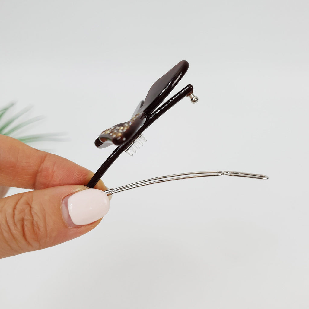 Pure Color Butterfly Bobby Pin with Cubic / Cute French Hair Pin / Hair Accessory for Woman / Bow Barrette