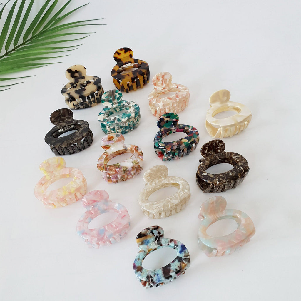 Cellulose Acetate Round Hair Claw Clip 2.2 inch Tortoise Shell Pattern for Half Up Hairstyle