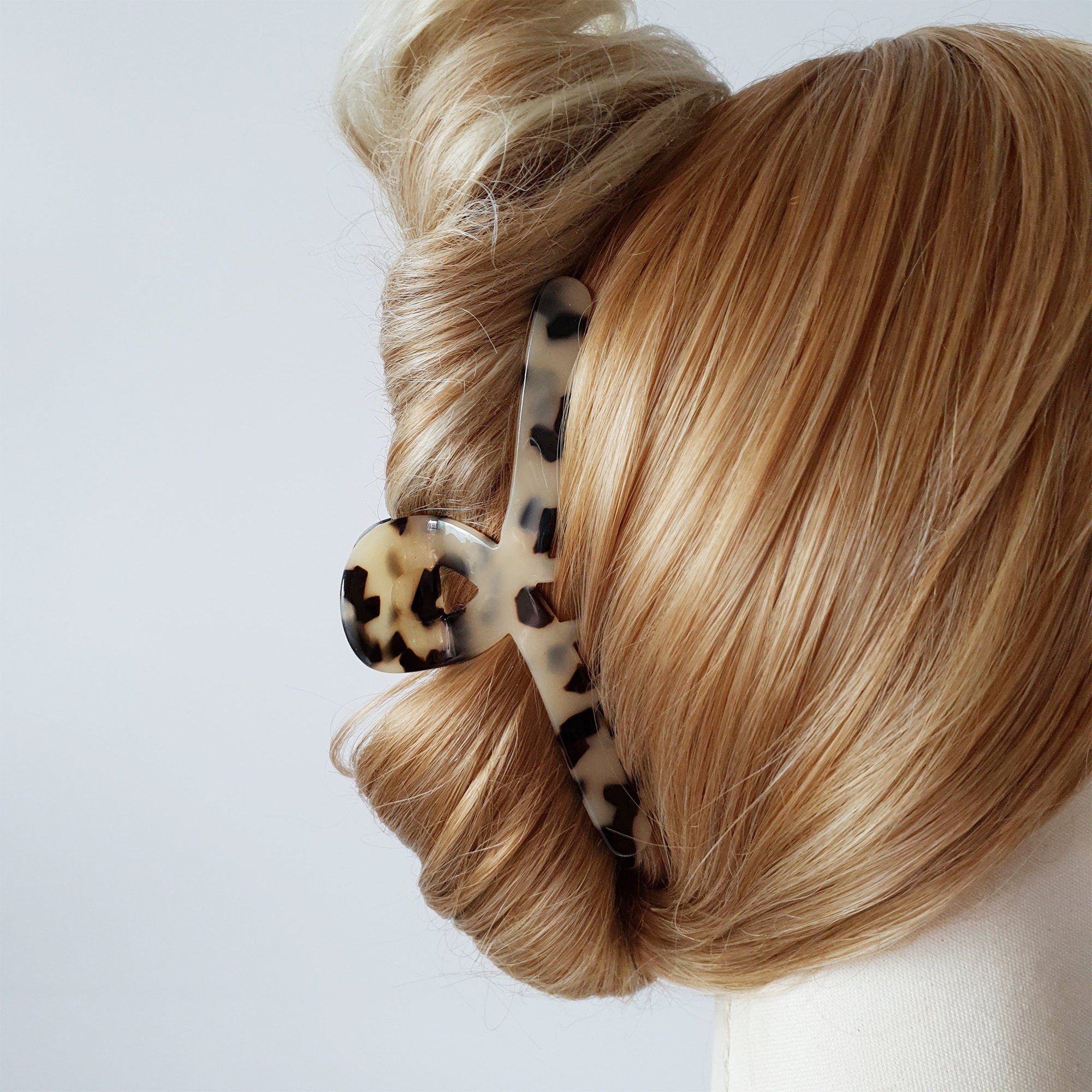 Leopard Twist Large Hair Claw Clip / Tortoise Shell French Hair Pin / Hair Barrette for Woman / Jumbo Hair Clip