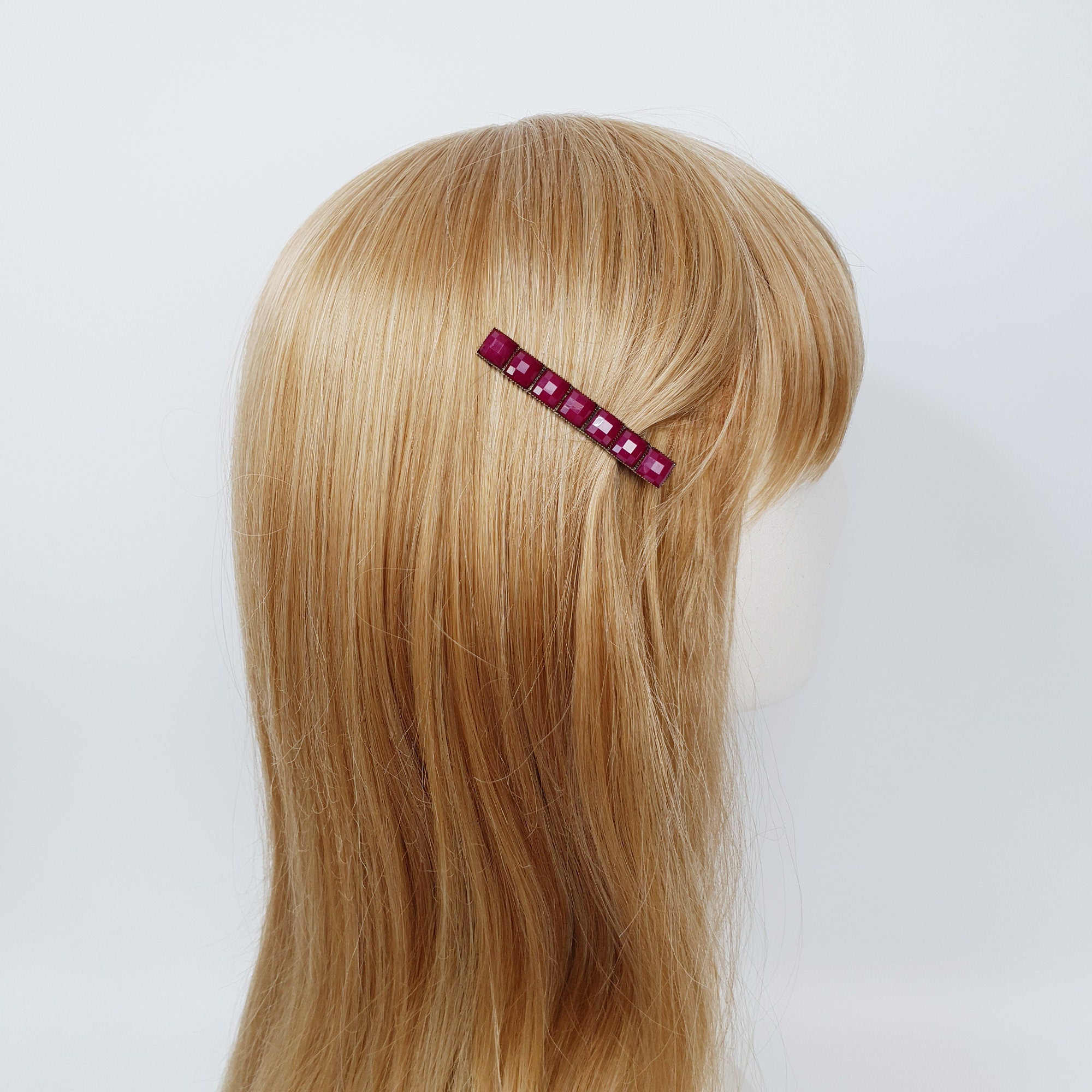 Vintage Antique Formica Mini Square Hair Claw Clip (2.4 Inch) / Vivid Color Hair Pin / Alligator Hair Clip for Woman