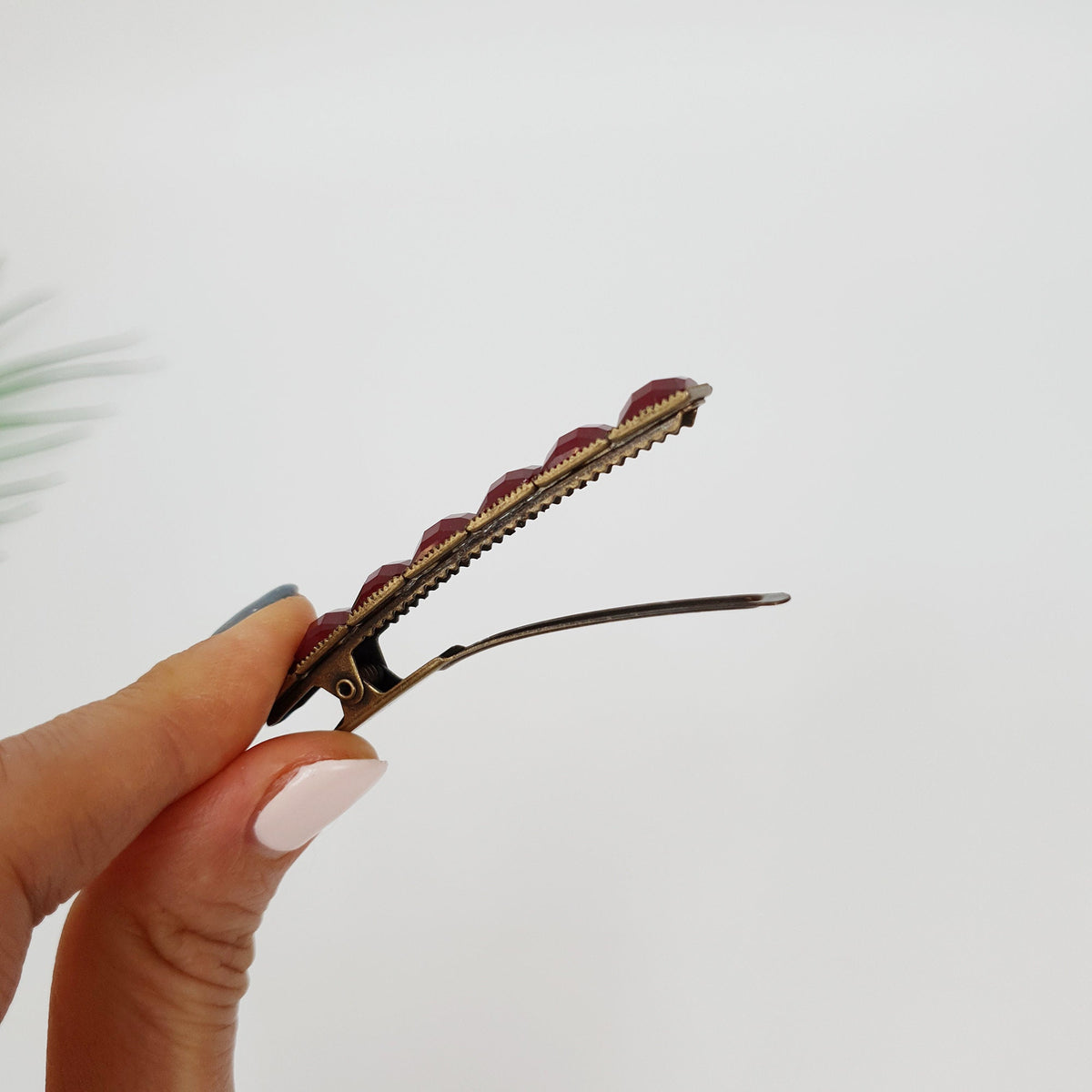 Vintage Antique Formica Mini Square Hair Claw Clip (2.4 Inch) / Vivid Color Hair Pin / Alligator Hair Clip for Woman