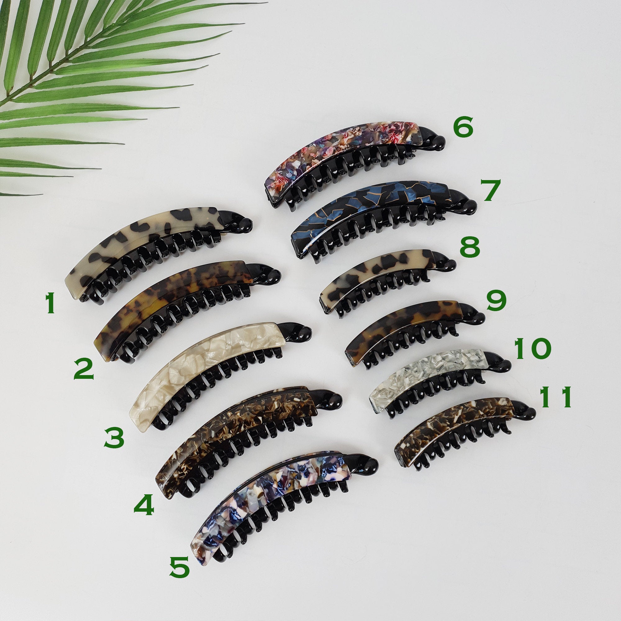 Leopard Marble Banana Claw Clip / Tortoise Shell Hair Comb Barrette / Clincher Comb Hair Accessory