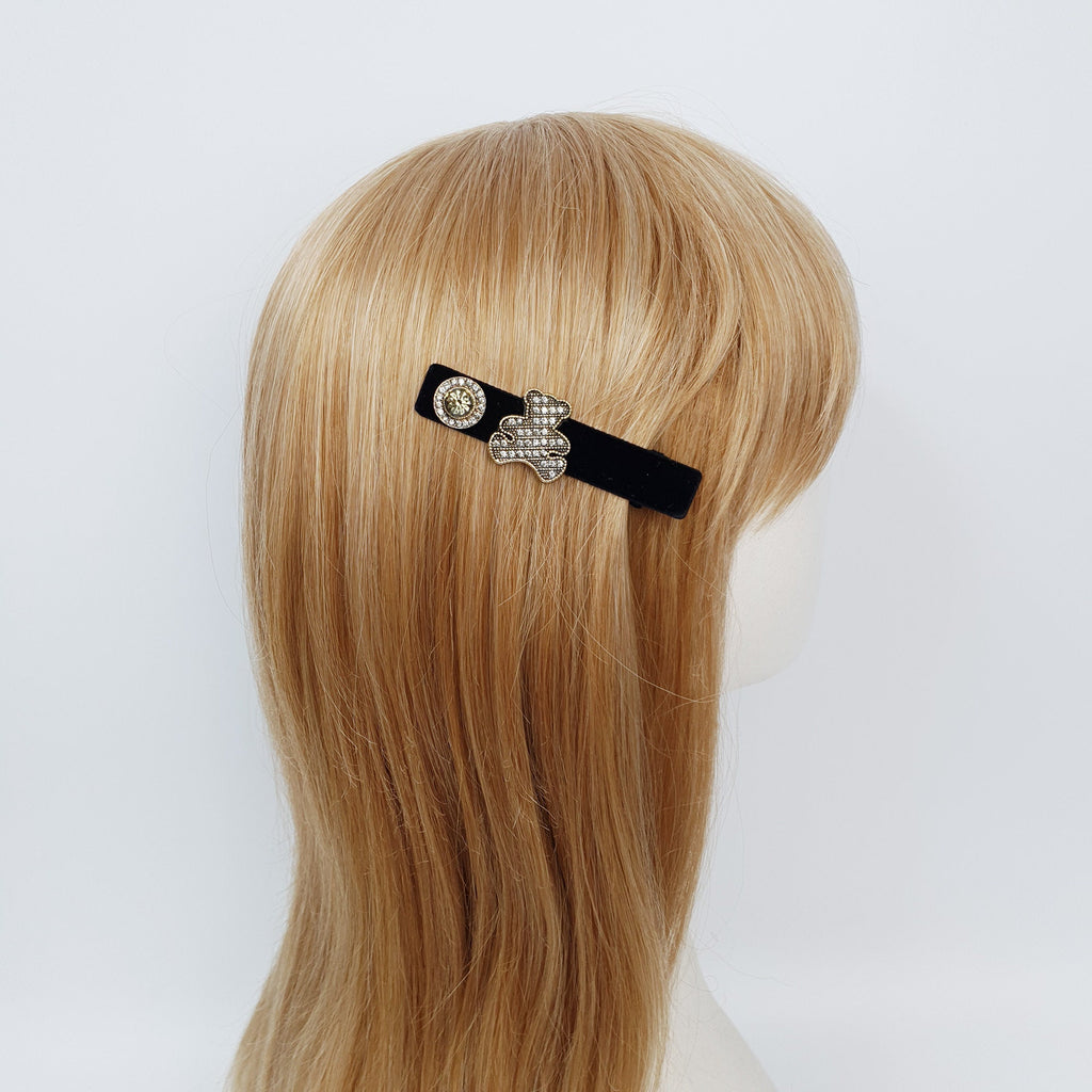 Black Velvet Pearl Hair Claw Clip with Pearl / Luxurious Hair Pin / Alligator Hair Clip for Woman
