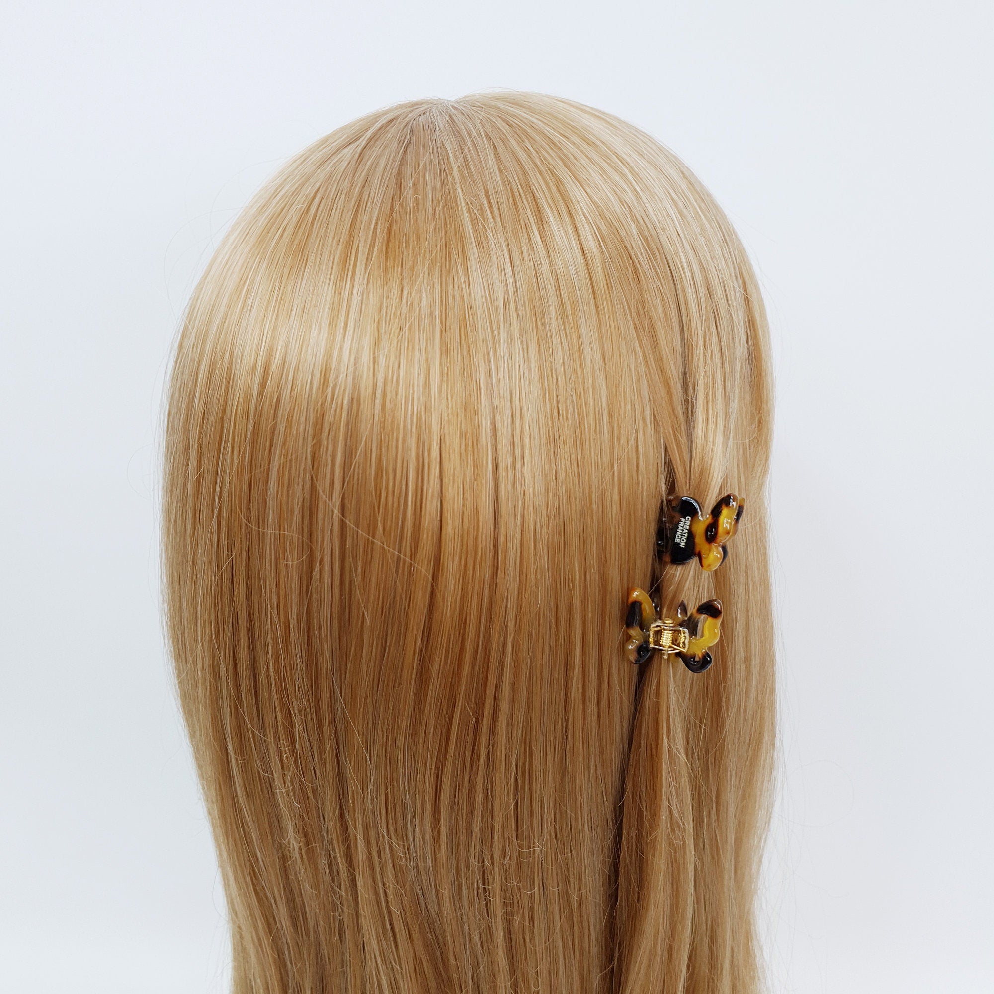 Mini Butterfly Hair Clips 2 Pieces in 1 Set / Tortoise Shell French Hair Pin / Hair Accessory for Woman