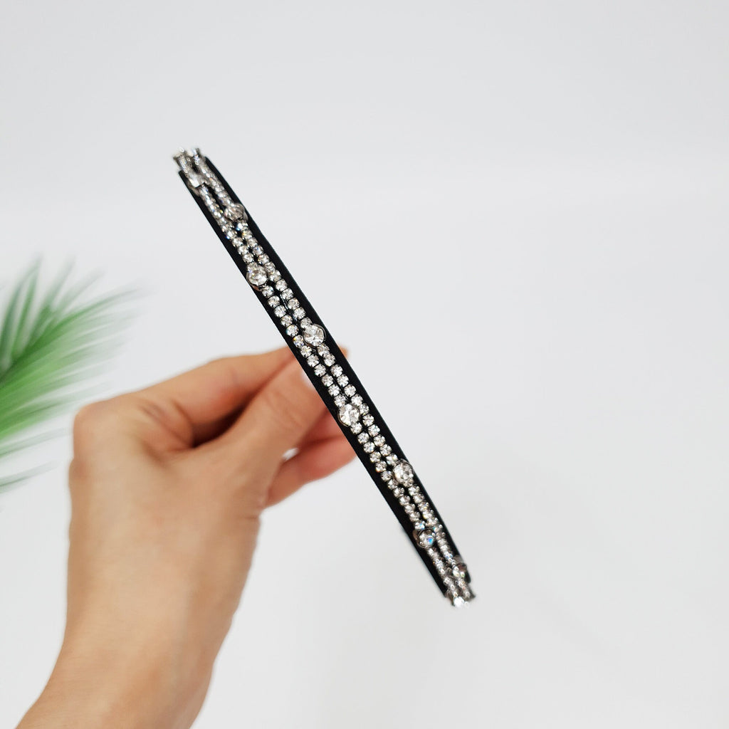 Two Line Crystal Cubic Parade Thin Headband / Fashionable Daily Turban Bandanna / Crystal Headband / Alice Headband