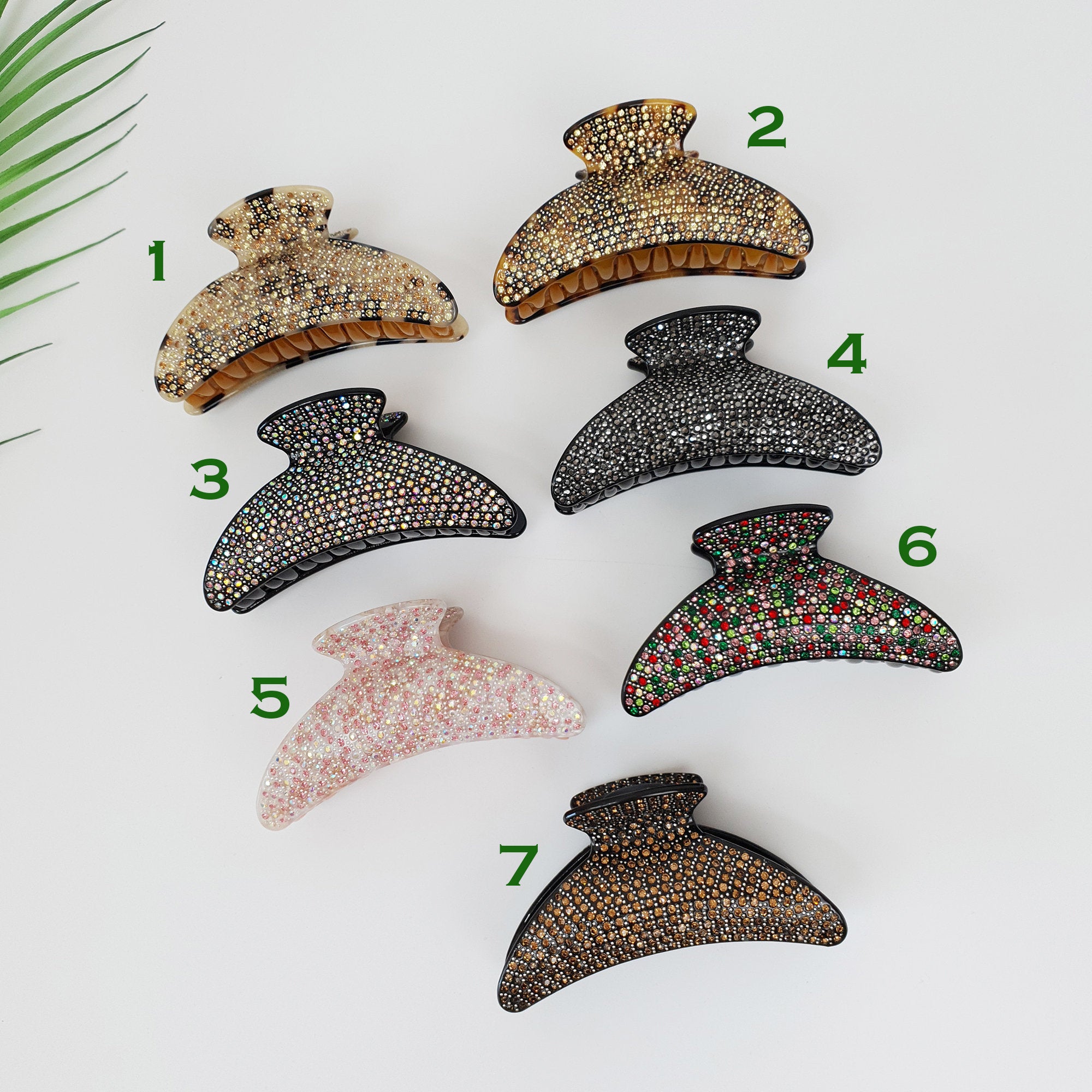 Black Half Moon Cubic Stone Big Hair Clip (4.0 Inch) / Luxurious Double Clip French Hair Pin / Hair Barrette for Woman