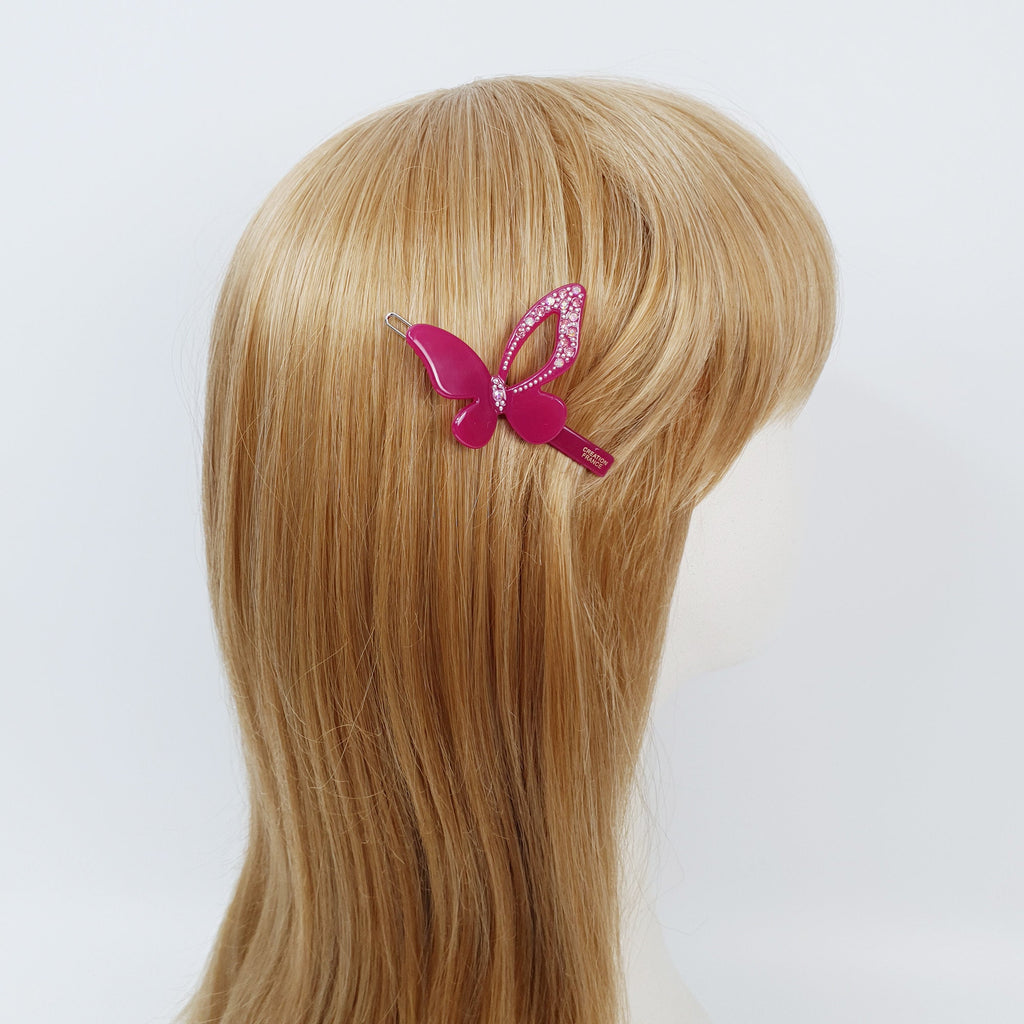Pure Color Butterfly Bobby Pin with Cubic / Cute French Hair Pin / Hair Accessory for Woman / Bow Barrette