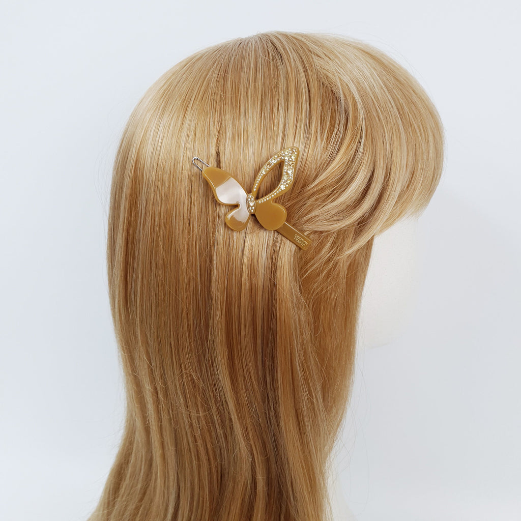 Pure Color Butterfly Bobby Pin with Cubic / Cute French Hair Pin / Hair Accessory for Woman / Bow Barrette