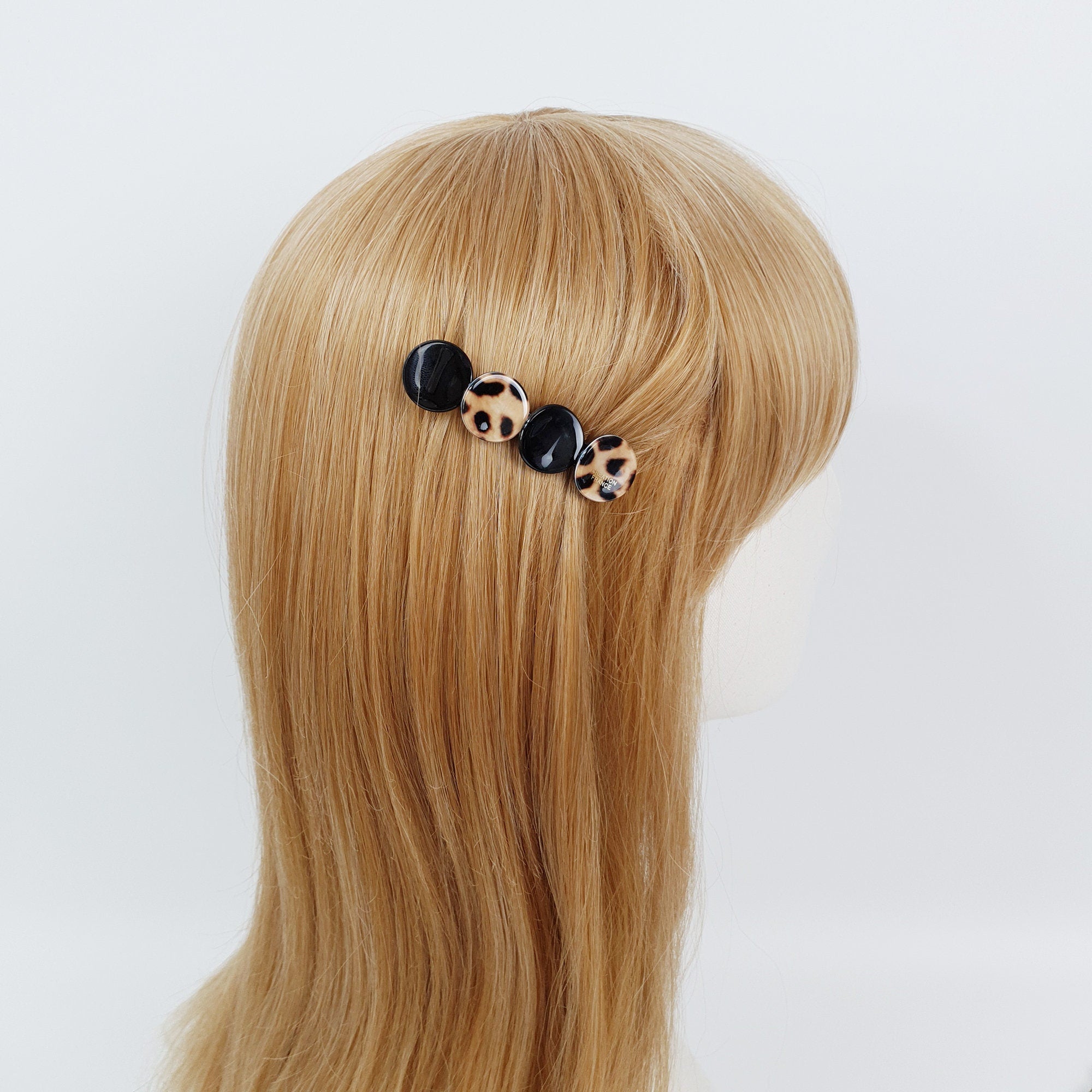 Leopard Floral Leaf Hair Barrette (2.6 Inch) / Tortoise Shell French Hair Pin / Hair Accessory for Woman / Automatic Hair Clip