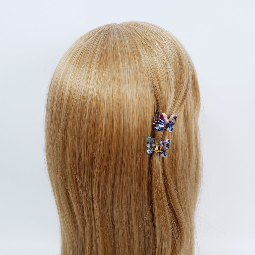 Mini Butterfly Hair Clips 2 Pieces in 1 Set / Tortoise Shell French Hair Pin / Hair Accessory for Woman