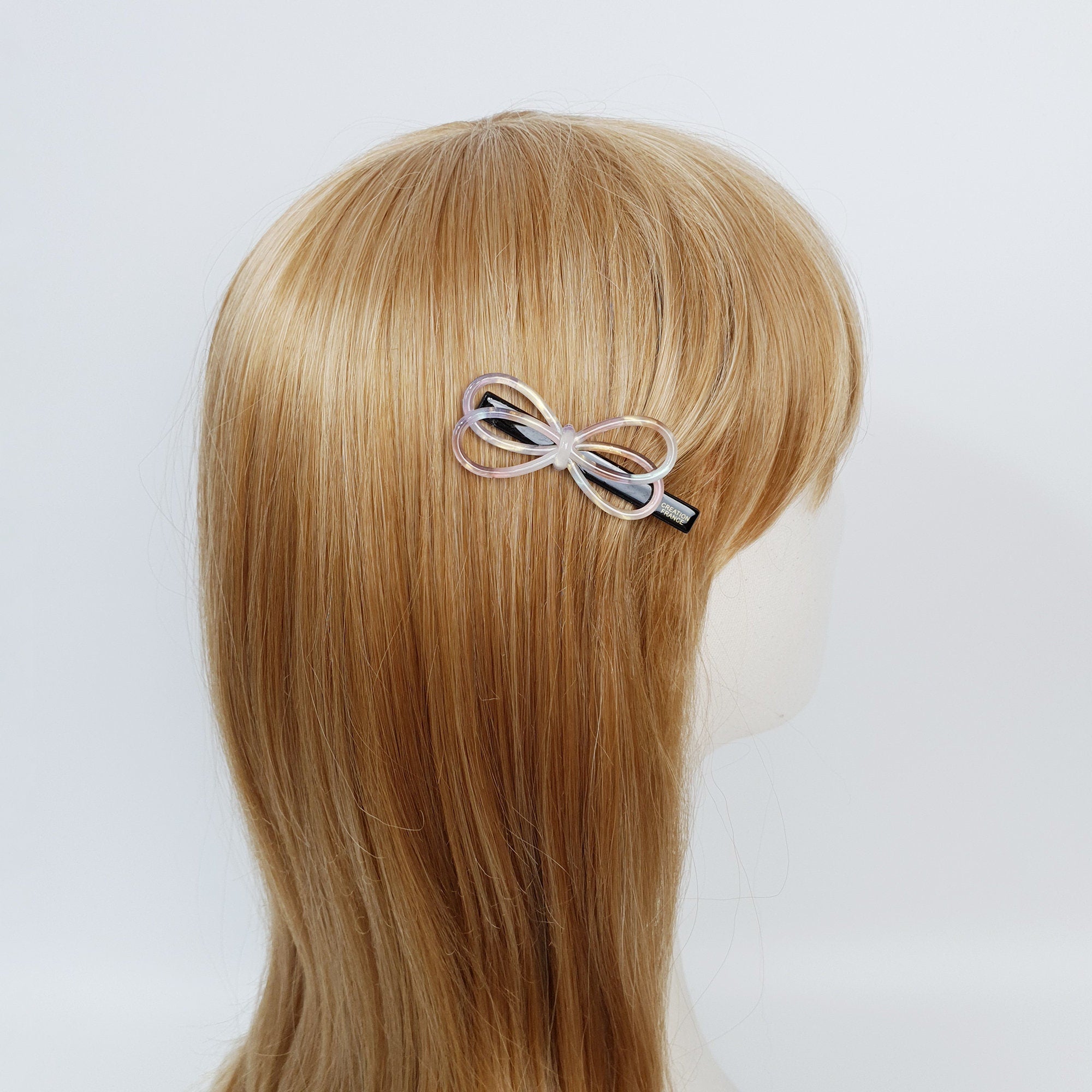 Twin Ribbon Hair Clip / Tortoise Shell French Hair Pin / Alligator Hair Clip for Woman / French Barrette
