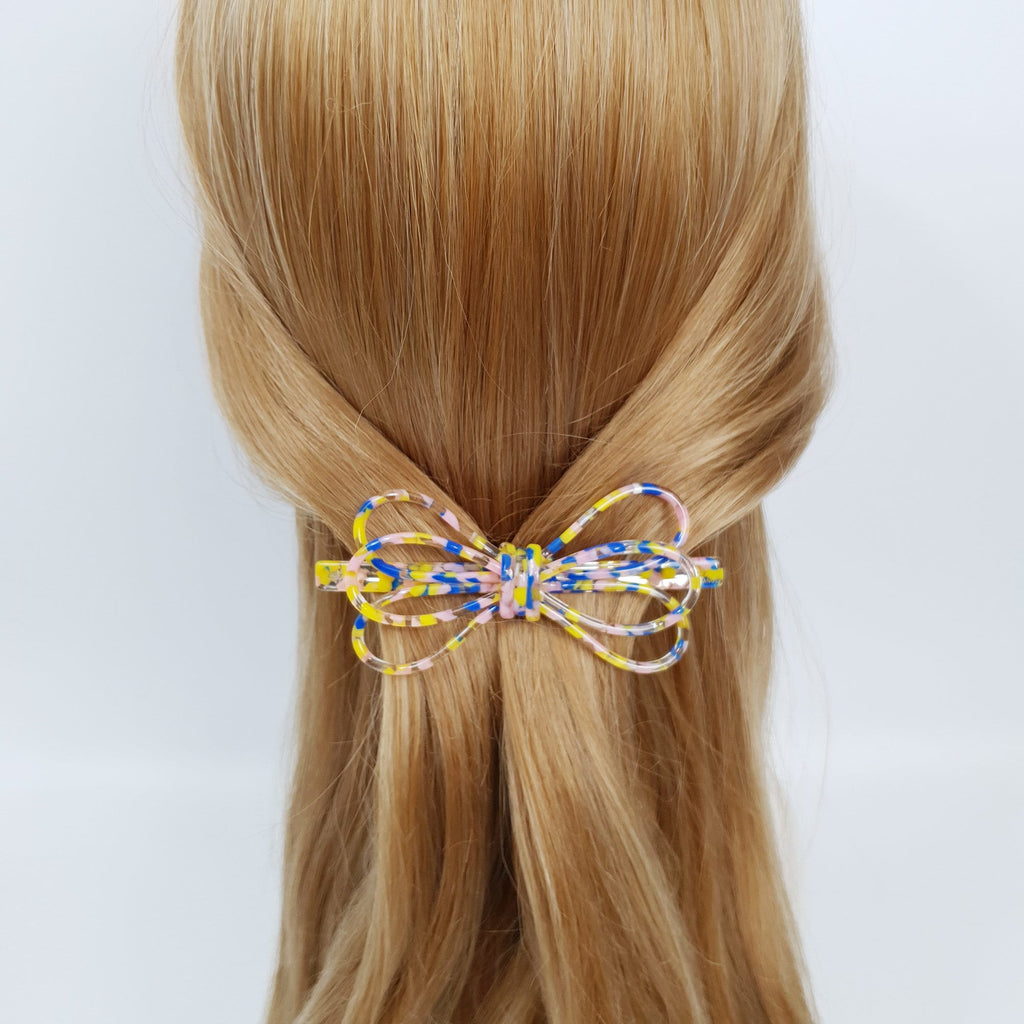 Tortoise Shell Triple Ribbon Hair Barrette (4.3 Inch) / Luxurious French Hair Pin / Hair Accessory for Woman / Automatic Hair Pin