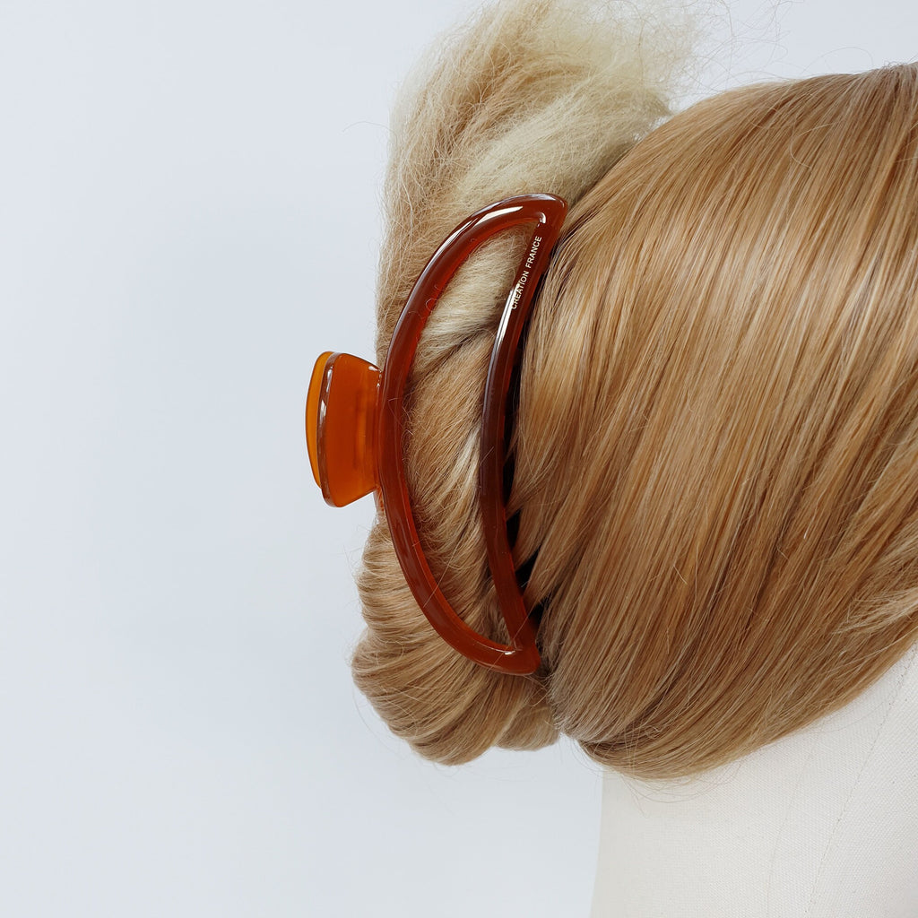 Pure Color Long Half Moon Large Hair Claw Clip (4.7 Inch) / Simple French Hair Pin / Hair Accessory for Woman / Jumbo Hair Clip
