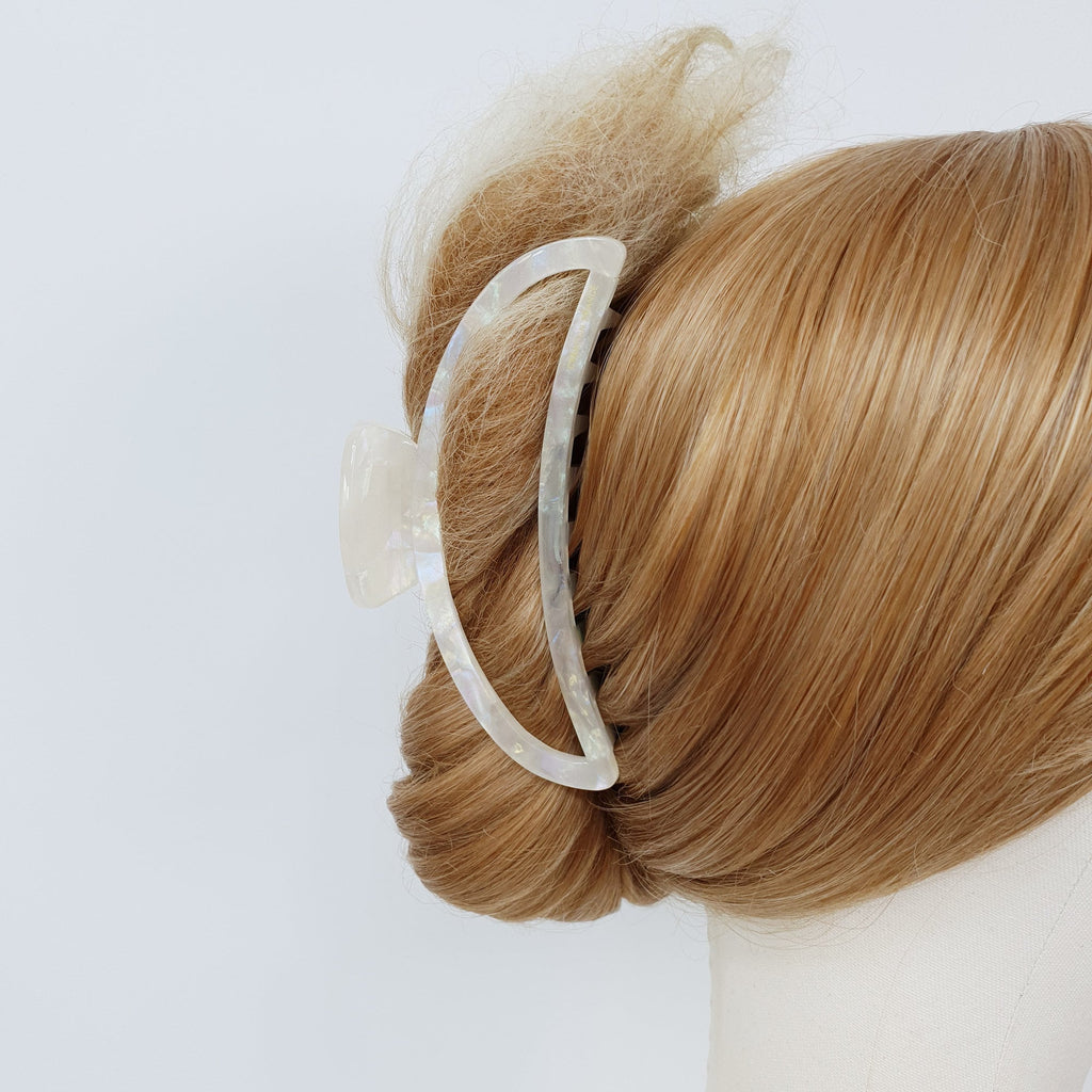 Pure Color Long Half Moon Large Hair Claw Clip (4.7 Inch) / Simple French Hair Pin / Hair Accessory for Woman / Jumbo Hair Clip