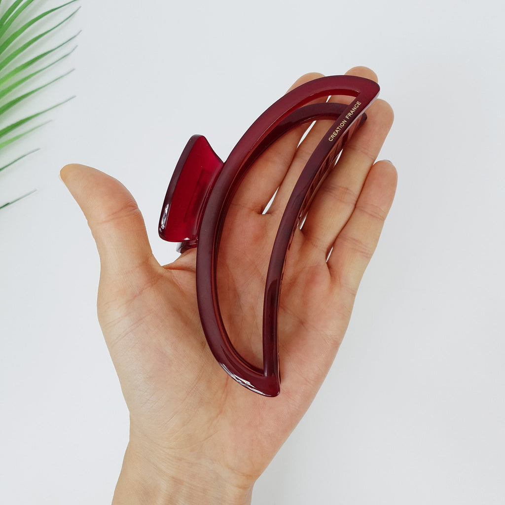 Pure Color Long Half Moon Large Hair Claw Clip (4.7 Inch) / Simple French Hair Pin / Hair Accessory for Woman / Jumbo Hair Clip