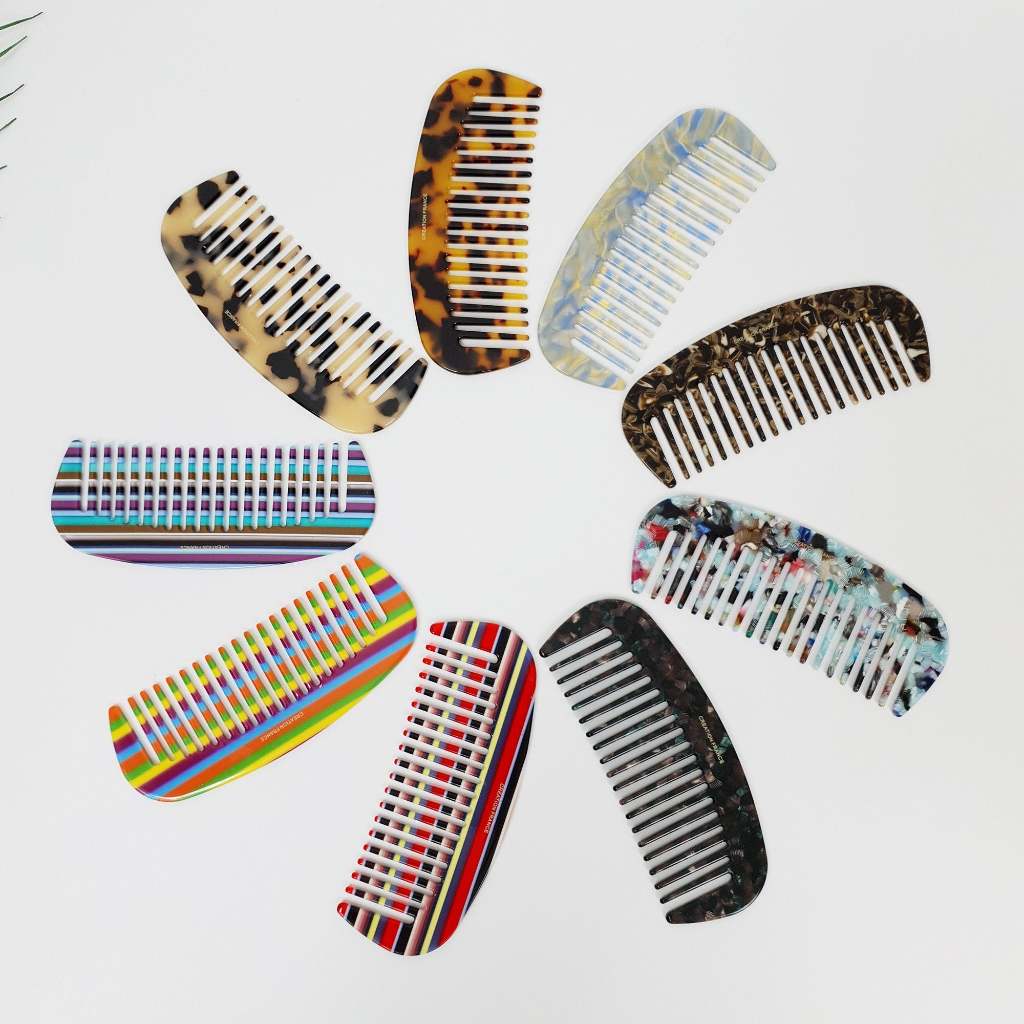 Leopard Marble Round Half Moon 4.3 Inch Hair Comb / Tortoise Shell Hair Comb Hair Brush / Hair Accessory for Woman
