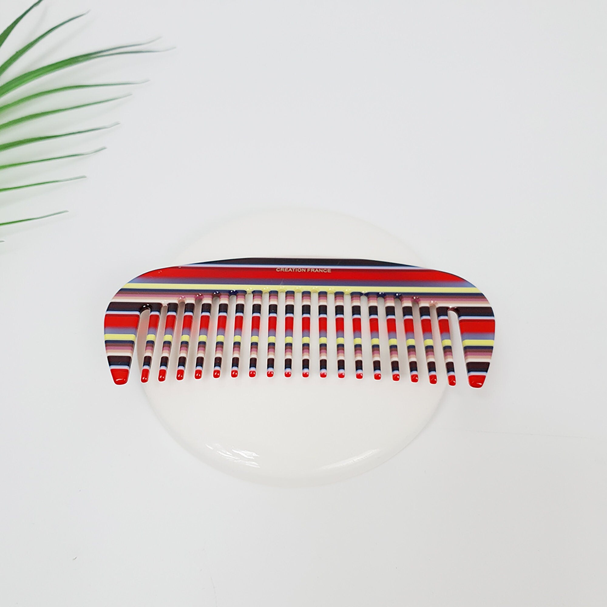 Leopard Marble Round Half Moon 4.3 Inch Hair Comb / Tortoise Shell Hair Comb Hair Brush / Hair Accessory for Woman