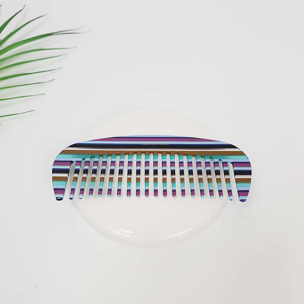 Leopard Marble Round Half Moon 4.3 Inch Hair Comb / Tortoise Shell Hair Comb Hair Brush / Hair Accessory for Woman