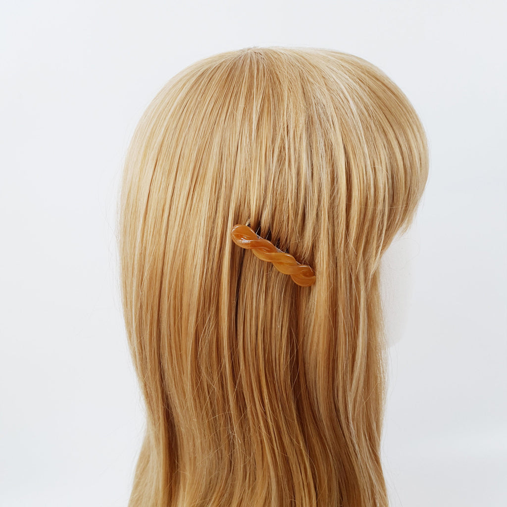 Marble Mini Twist Hair Comb Pin / Tortoise Shell French Hair Pin / Hair Fork for Woman