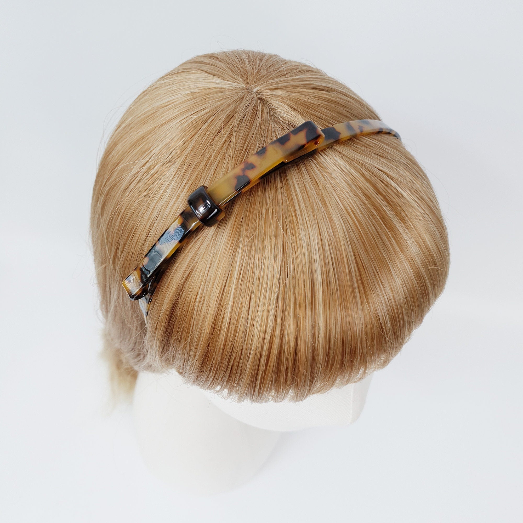 Leopard Long Ribbon Thin Headband (0.3 Inch) / Simple Line Knotted Headband / Elegant Hair Accessories for Woman / Tortoise Shell Headband