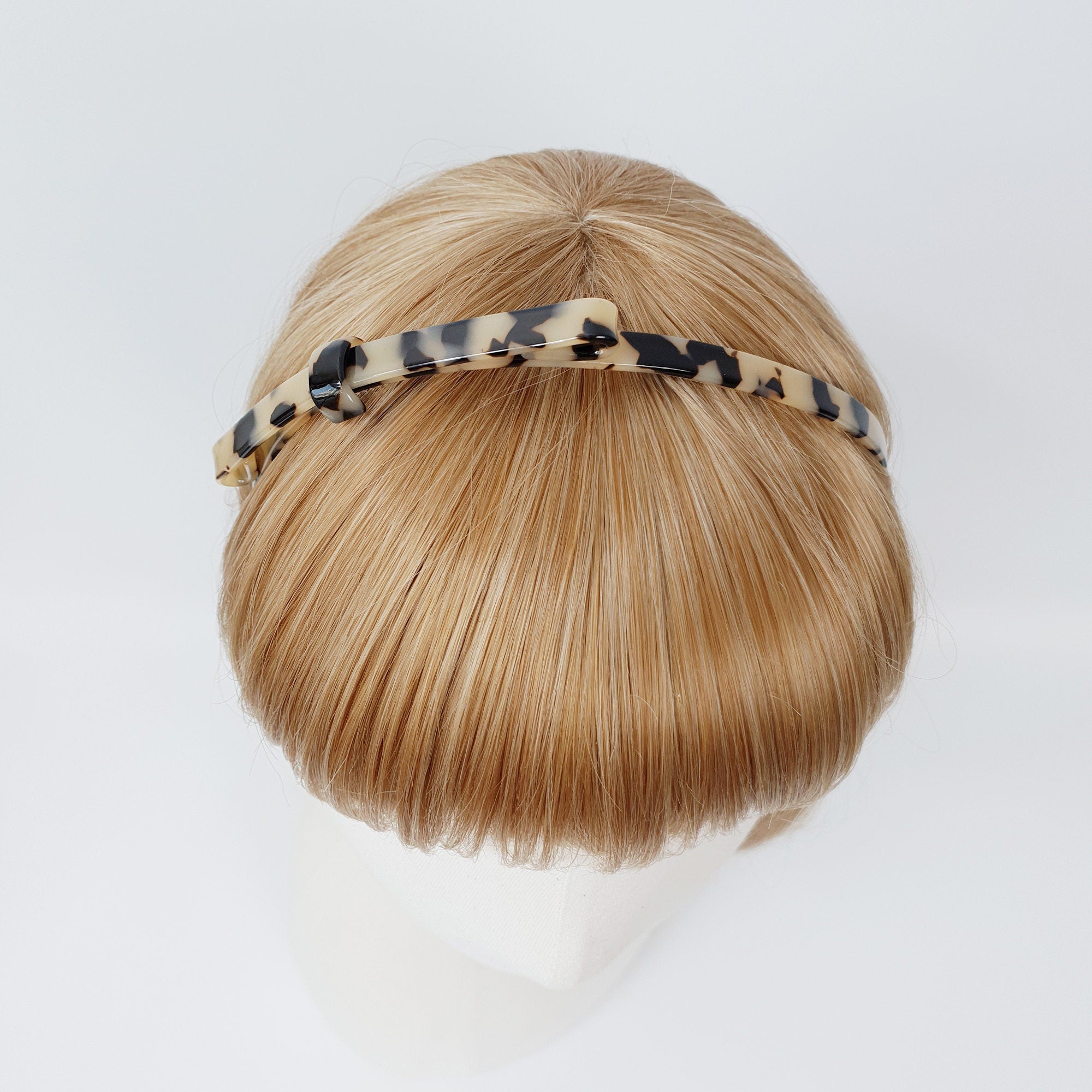 Leopard Long Ribbon Thin Headband (0.3 Inch) / Simple Line Knotted Headband / Elegant Hair Accessories for Woman / Tortoise Shell Headband