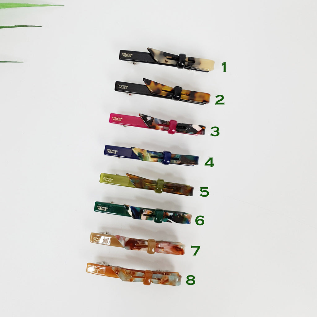 Leopard Art Mini Ribbon Hair Barrette (2.8 Inch) / Tortoise Shell French Hair Pin / Hair Accessory for Woman / Automatic Hair Clip