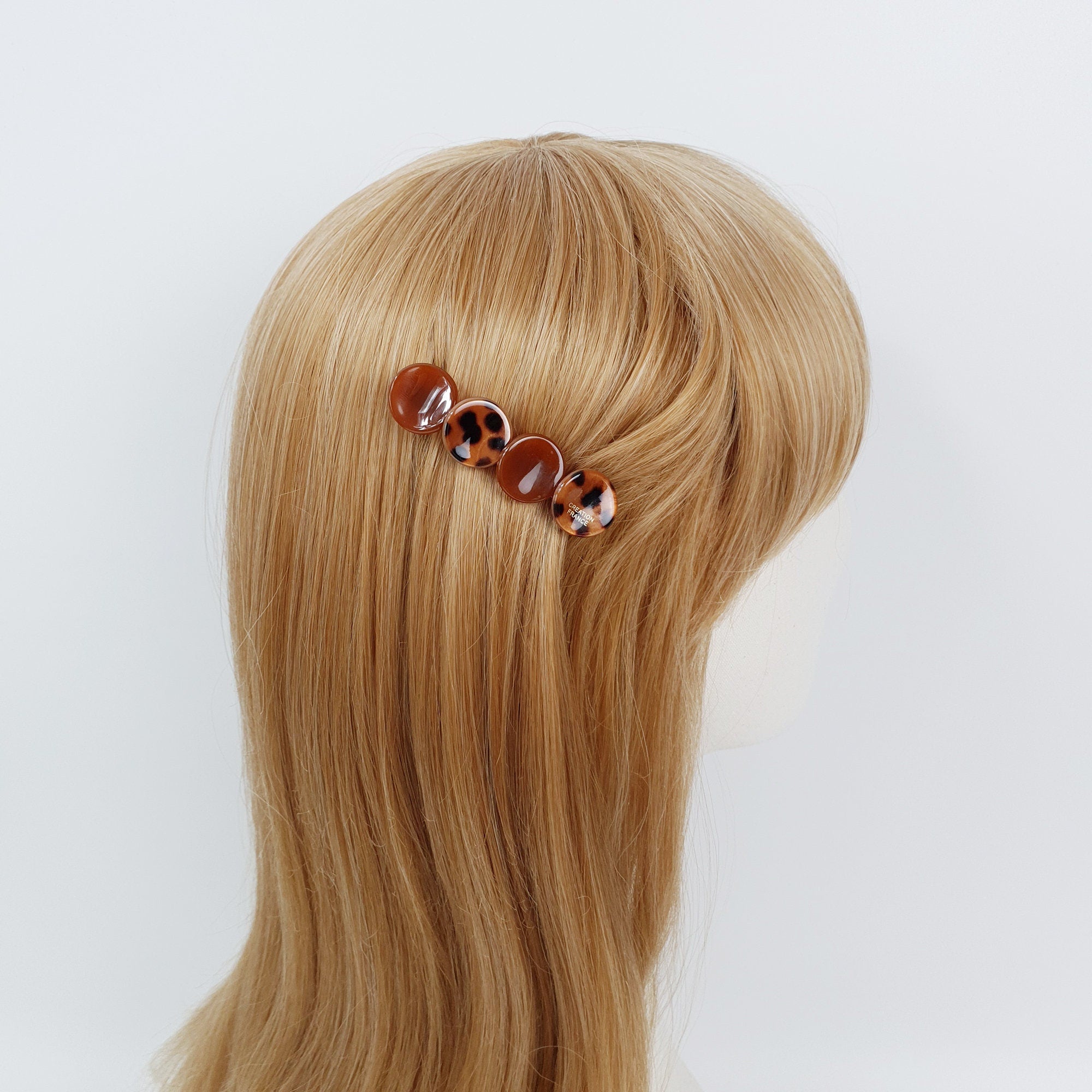 Leopard Floral Leaf Hair Barrette (2.6 Inch) / Tortoise Shell French Hair Pin / Hair Accessory for Woman / Automatic Hair Clip