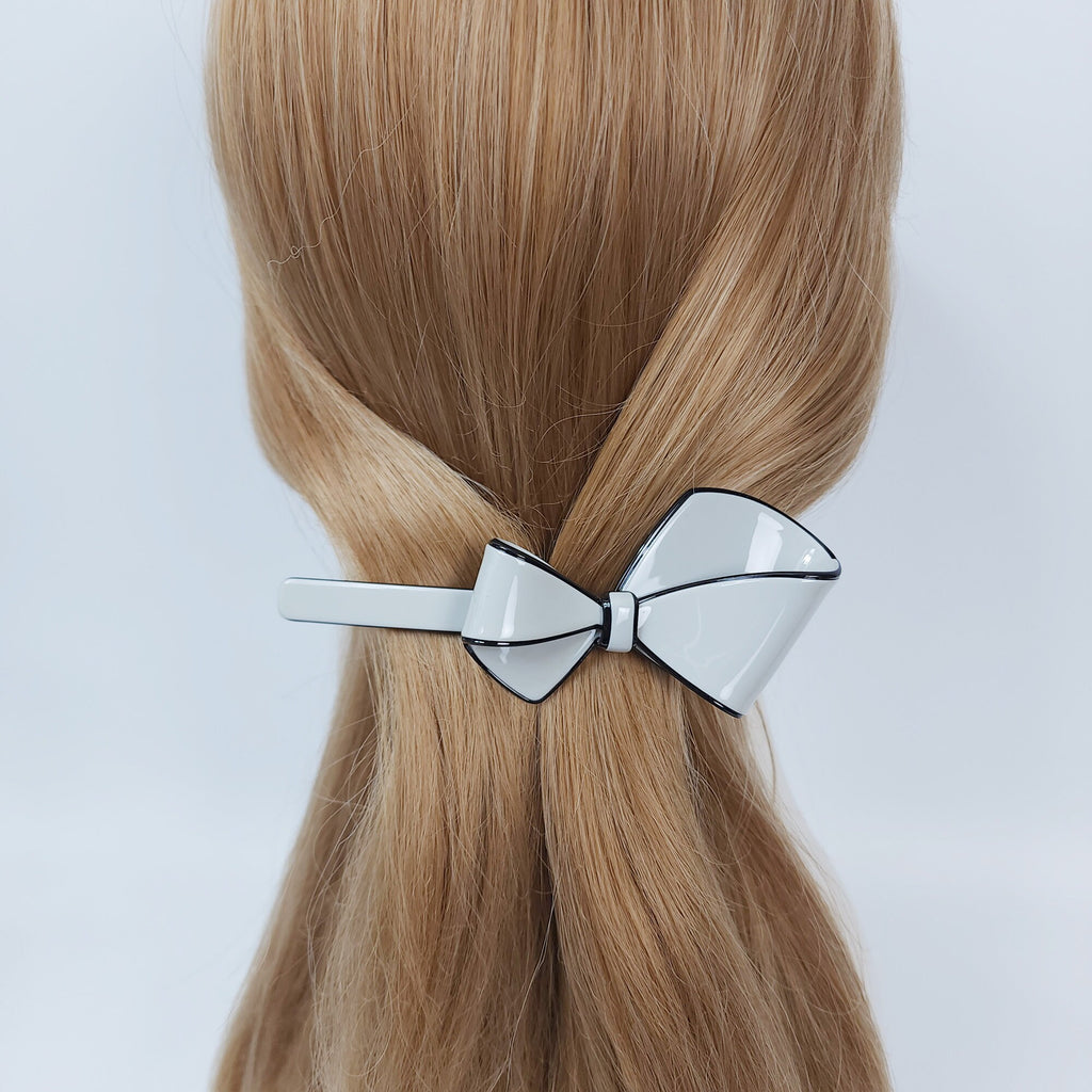 Pastel Color Big Flat Ribbon Hair Barrette (4.0 Inch) / Luxurious French Hair Pin / Hair Accessory for Woman / Automatic Hair Clip