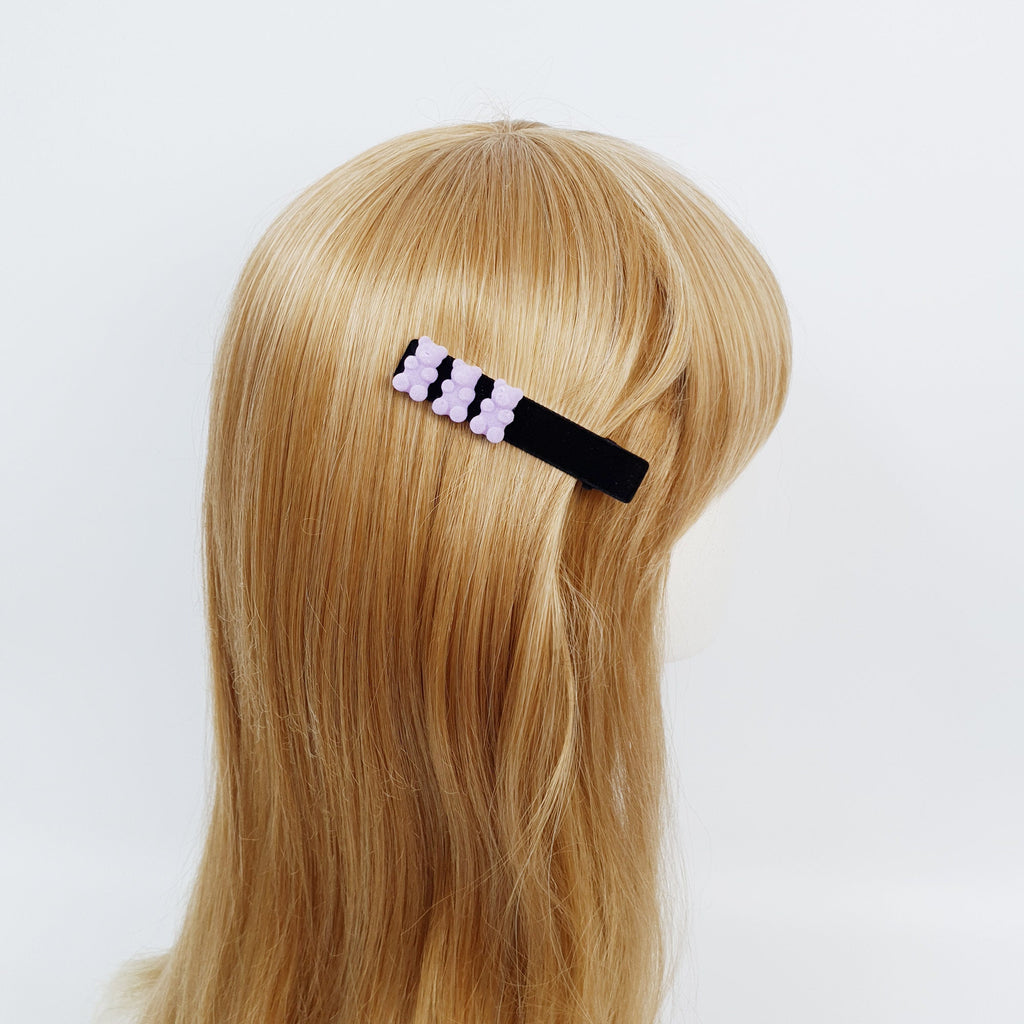 Black Brown Teddy Bear Alligator Hair Clip (3.1 Inch) / Cute Velvet Hair Clip / Crocodile Hair Clip for Woman