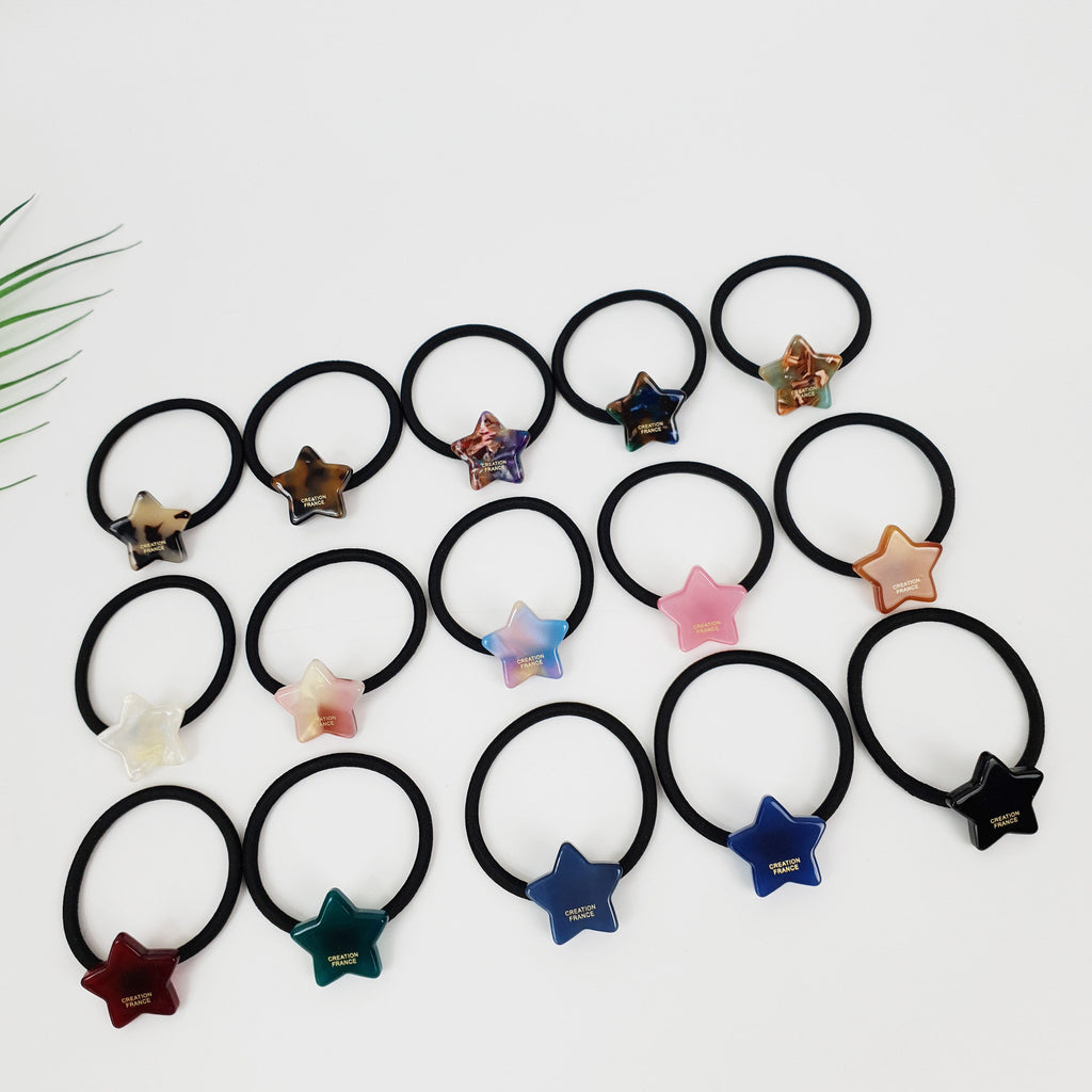 Leopard Pure Color Cute Star Hair Tie / Simple Small Ponytail Holder / Hair Accessory for Woman / French Hair Pin / Hair Scrunchy