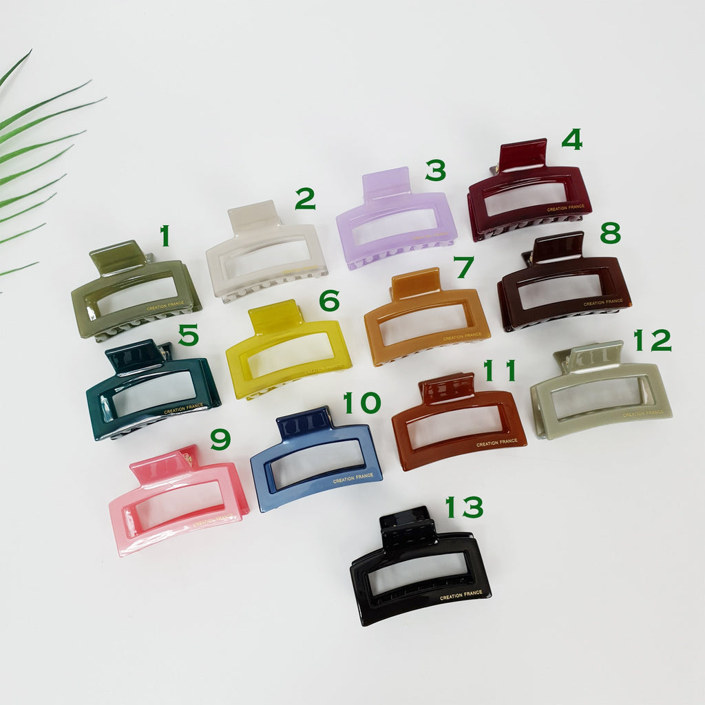 Simple Pure Color Square Hair Claw Clip (2.2 Inch) / Cute French Hair Pin / Hair Accessory for Woman