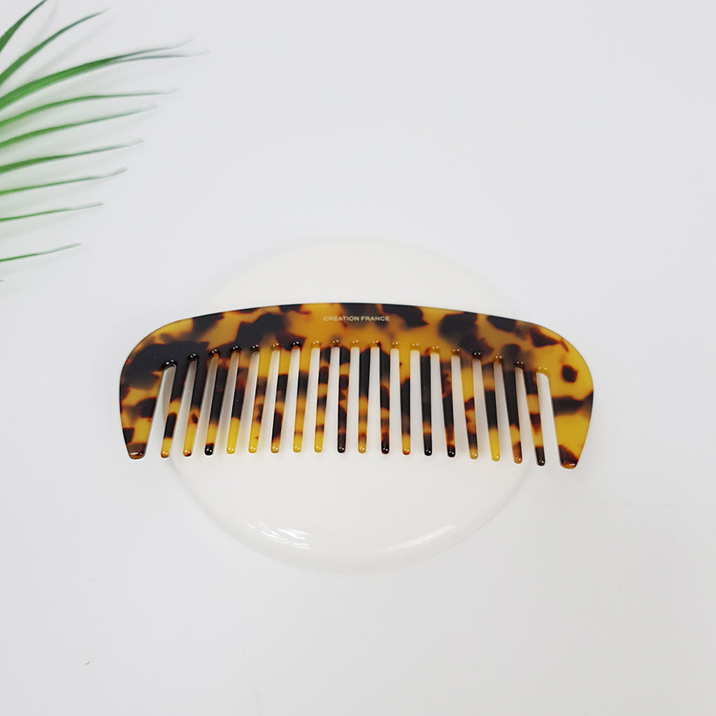 Leopard Marble Round Half Moon 4.3 Inch Hair Comb / Tortoise Shell Hair Comb Hair Brush / Hair Accessory for Woman