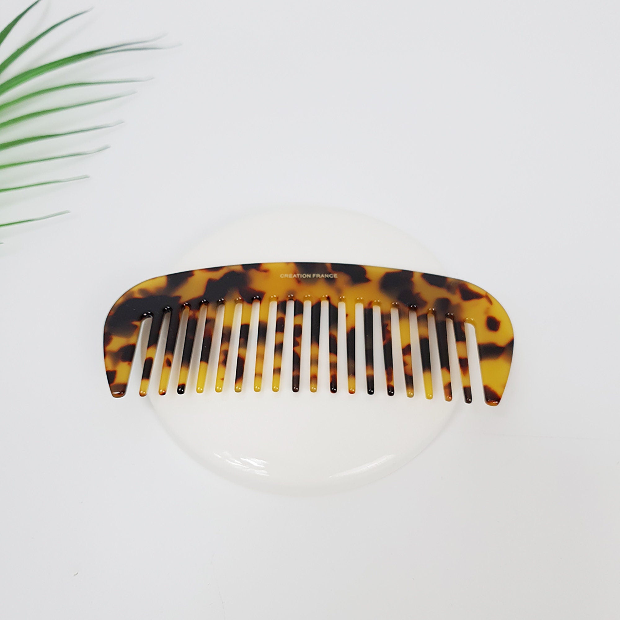 Leopard Marble Round Half Moon 4.3 Inch Hair Comb / Tortoise Shell Hair Comb Hair Brush / Hair Accessory for Woman