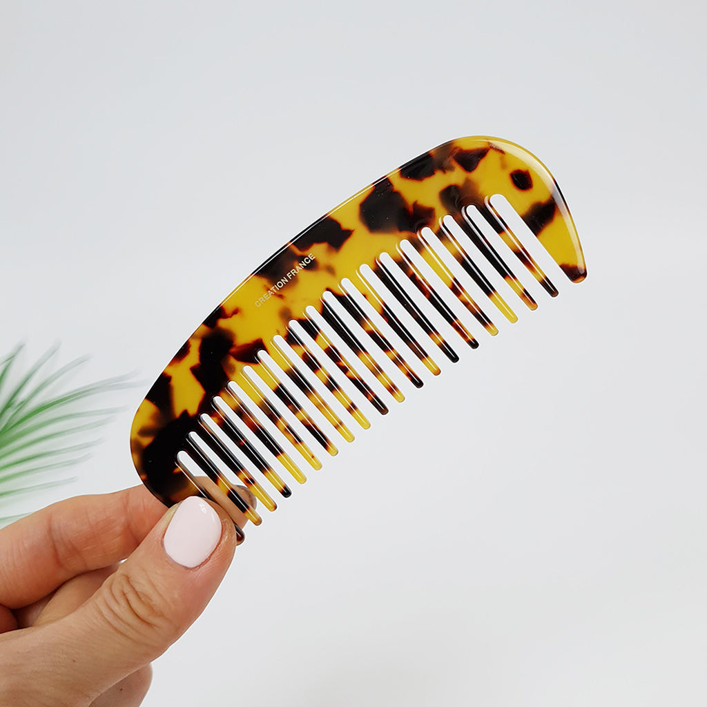Leopard Marble Round Half Moon 4.3 Inch Hair Comb / Tortoise Shell Hair Comb Hair Brush / Hair Accessory for Woman