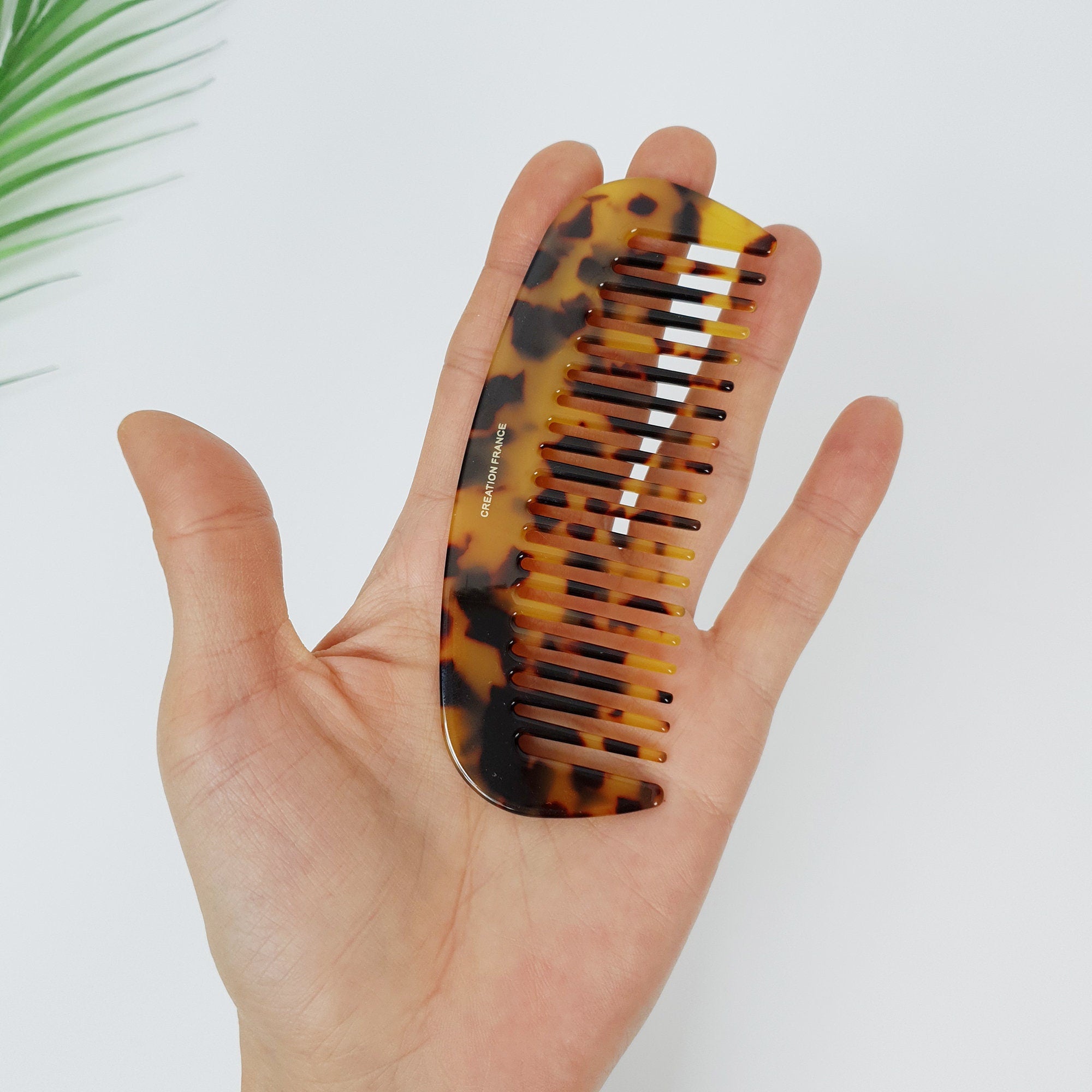 Leopard Marble Round Half Moon 4.3 Inch Hair Comb / Tortoise Shell Hair Comb Hair Brush / Hair Accessory for Woman