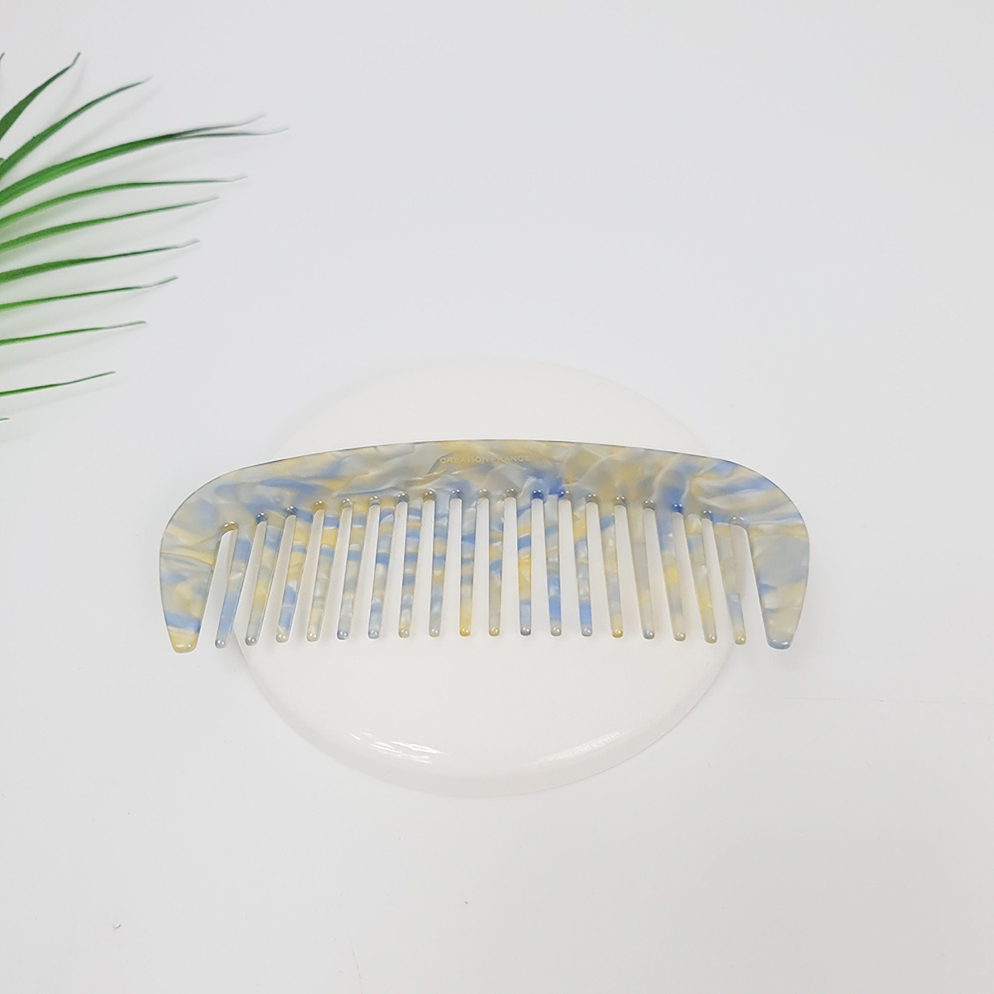 Leopard Marble Round Half Moon 4.3 Inch Hair Comb / Tortoise Shell Hair Comb Hair Brush / Hair Accessory for Woman