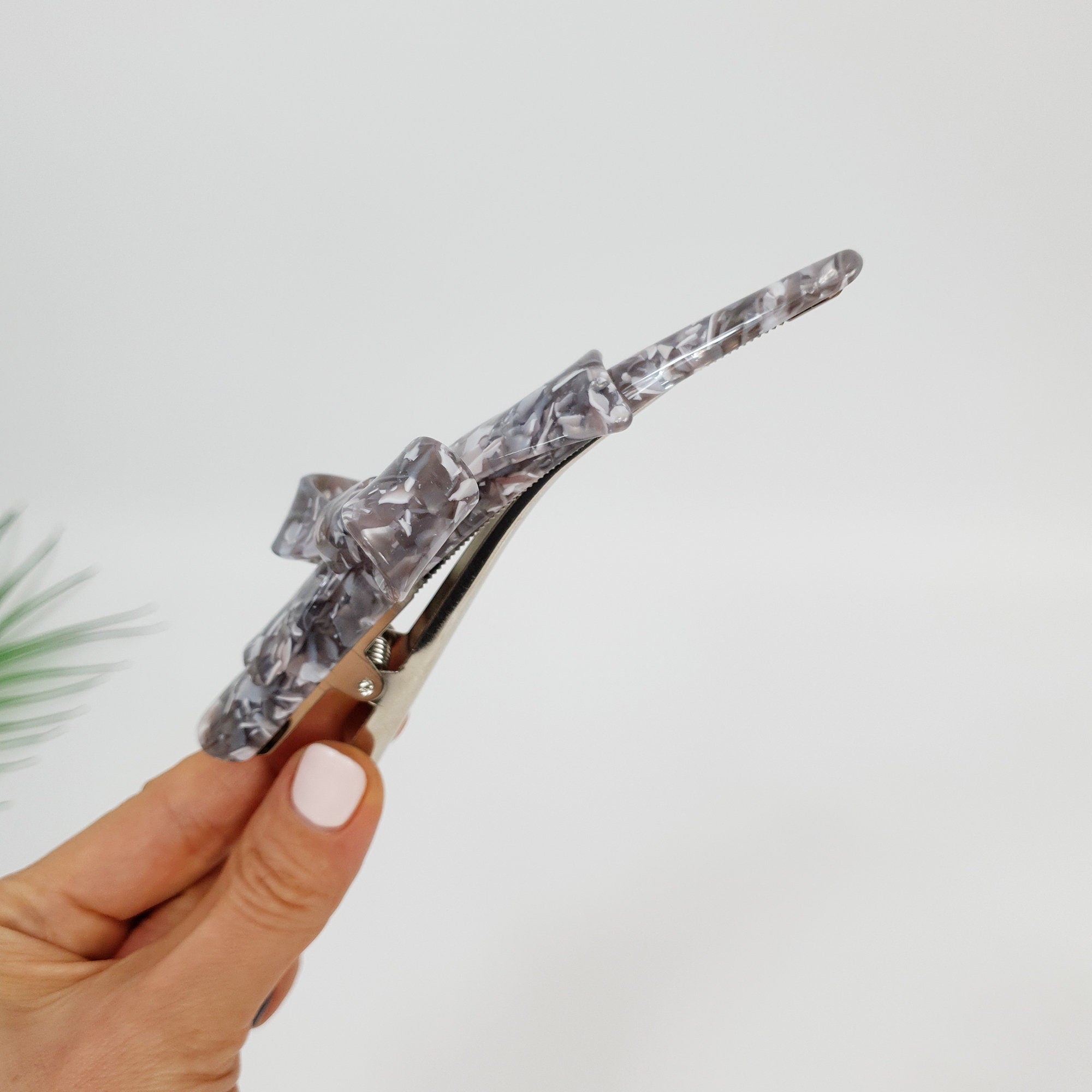 Double Ribbon Long Clip Hair Clip Claw / Luxurious Big French Hair Pin / Crocodile Hair Clip for Woman