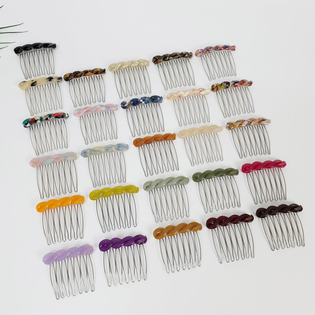Marble Mini Twist Hair Comb Pin / Tortoise Shell French Hair Pin / Hair Fork for Woman