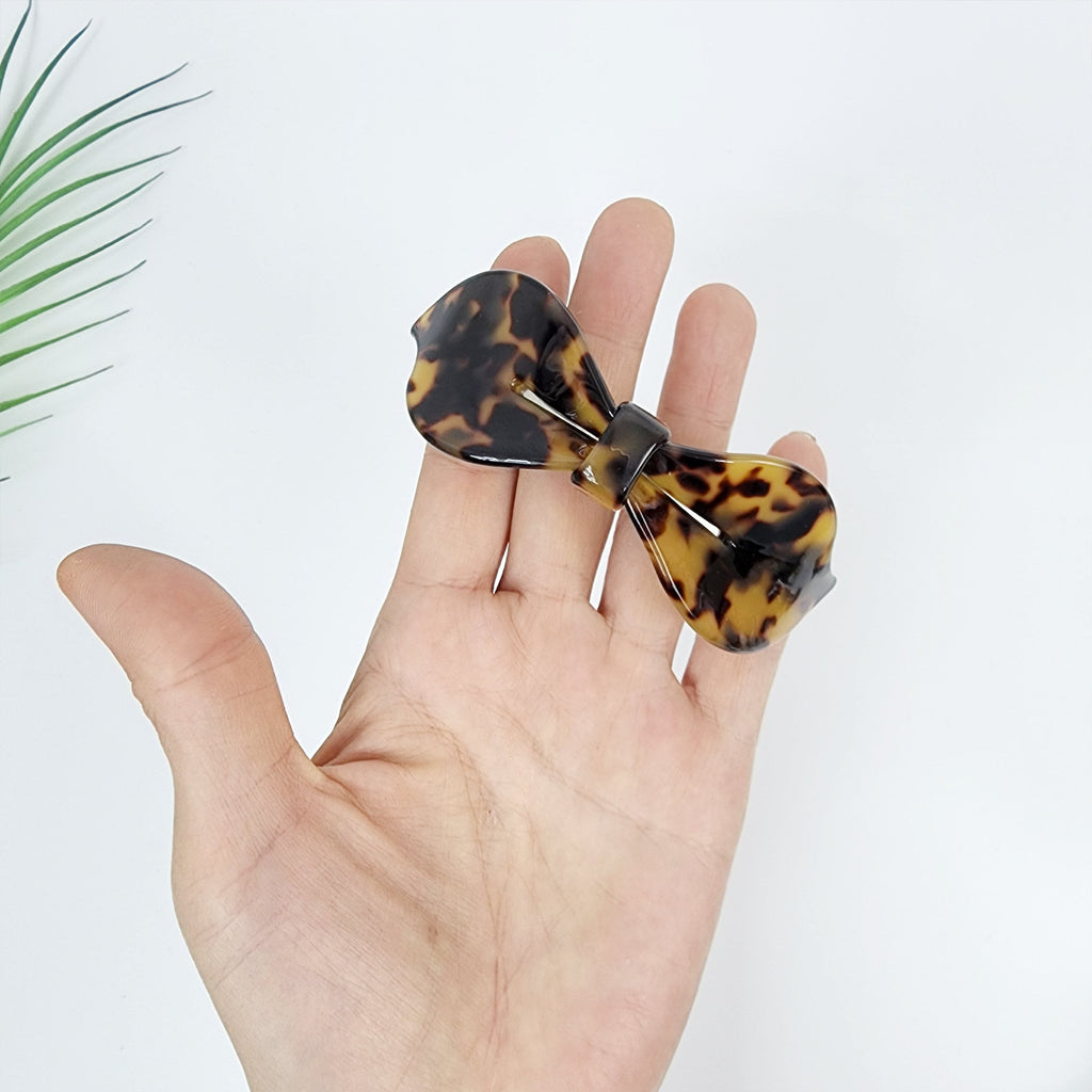 Leopard Lip Shape Hair Barrette (3.7 Inch) / Tortoise Shell French Hair Pin / Hair Accessory for Woman / Automatic Hair Clip