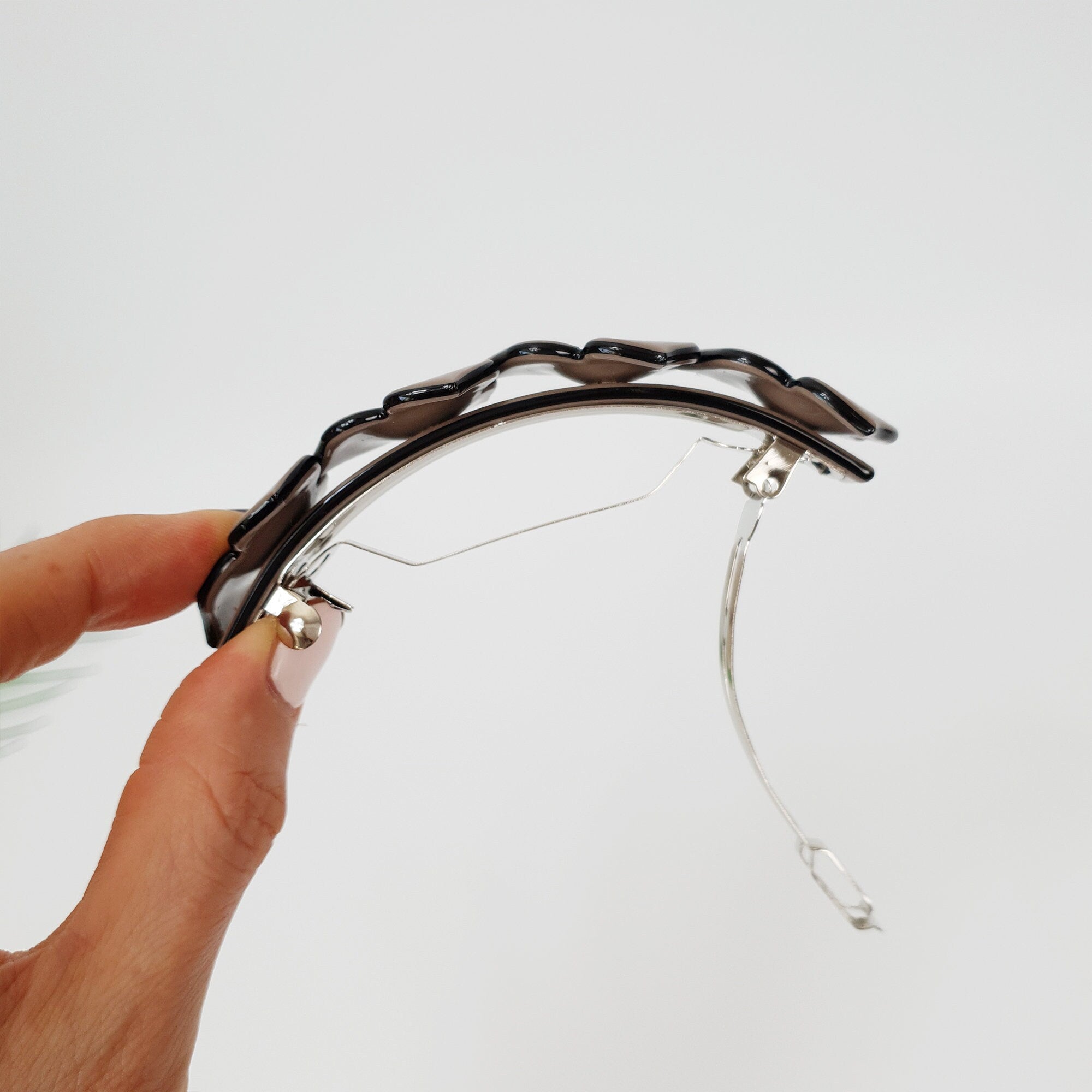 Pastel Color Cubic Flower Hair Barrette (4,0 Inch) / Luxurious French Hair Pin / Automatic Hair Clip / Floral Hair Clip