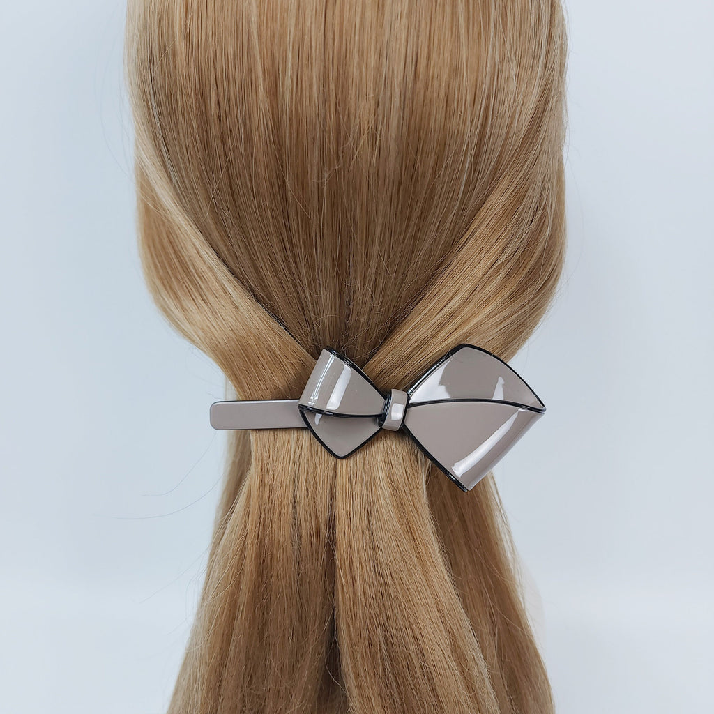 Pastel Color Big Flat Ribbon Hair Barrette (4.0 Inch) / Luxurious French Hair Pin / Hair Accessory for Woman / Automatic Hair Clip
