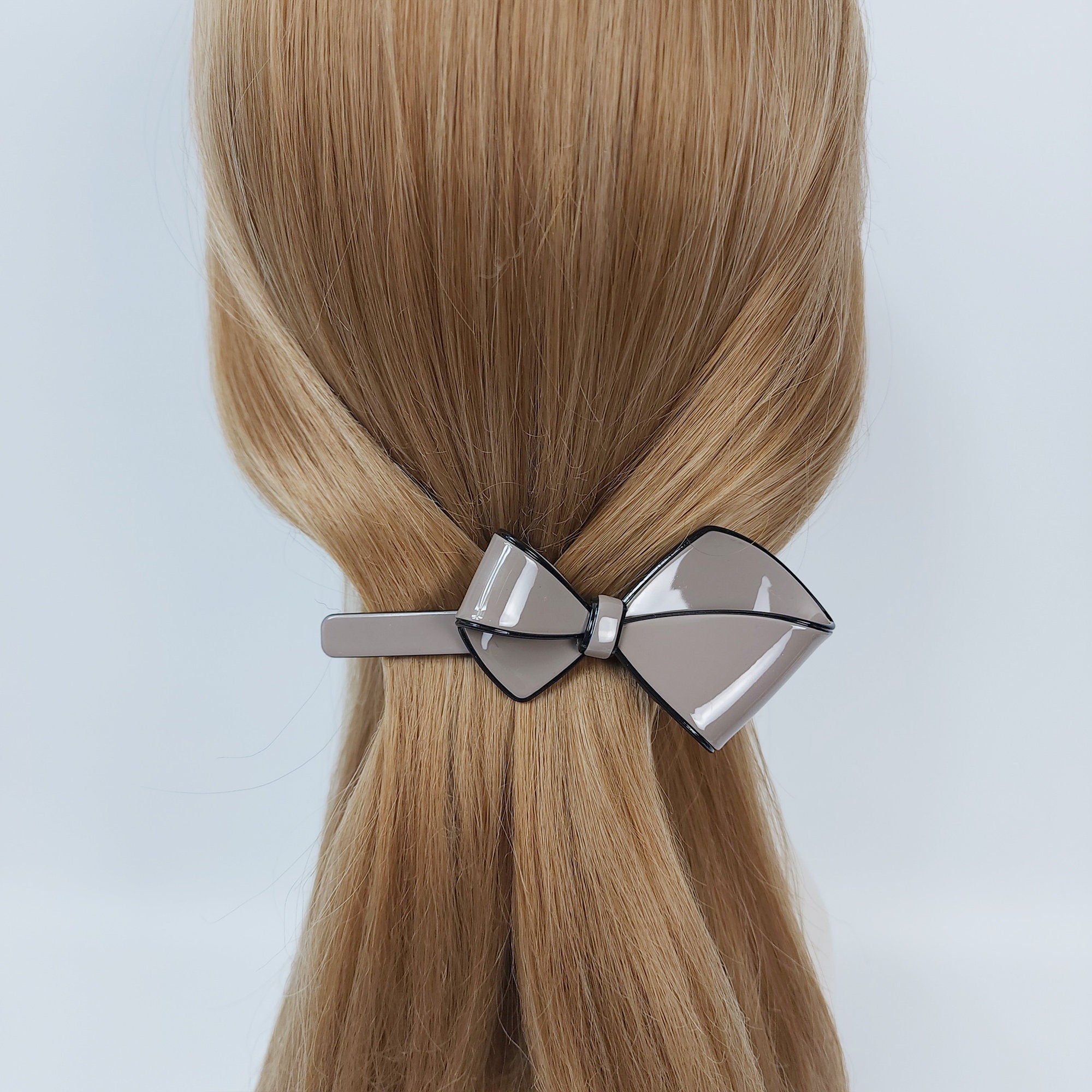 Pastel Color Big Flat Ribbon Hair Barrette (4.0 Inch) / Luxurious French Hair Pin / Hair Accessory for Woman / Automatic Hair Clip