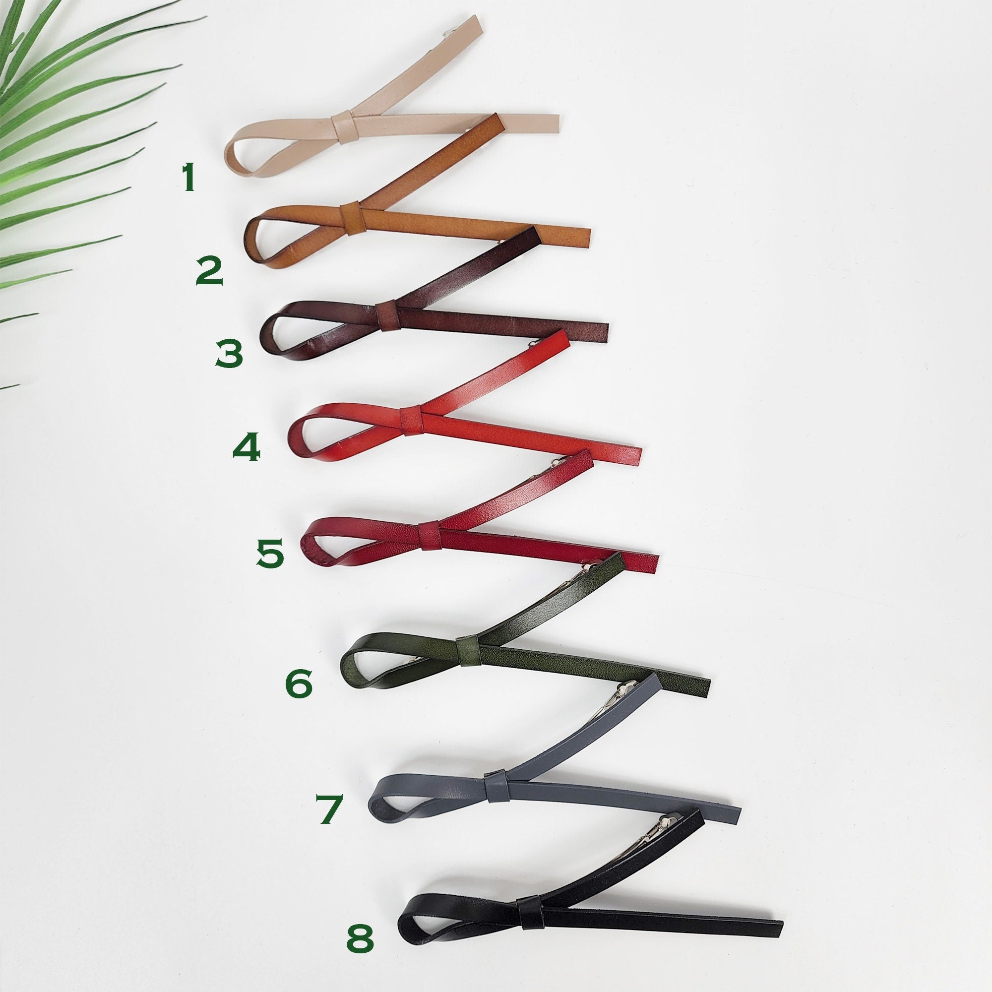 Real Leather Thin Long Ribbon Hair Barrette / Simple Ribbon Hair Pin / Hair Accessory for Woman / Automatic Hair Clip