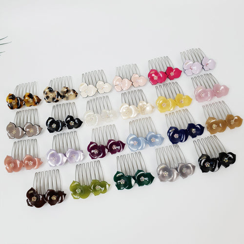 Blossom Nonslip Hair Comb Pin with Cubic / Tortoise Shell French Hair Pin / Hair Fork for Woman / Flower Hair Pin