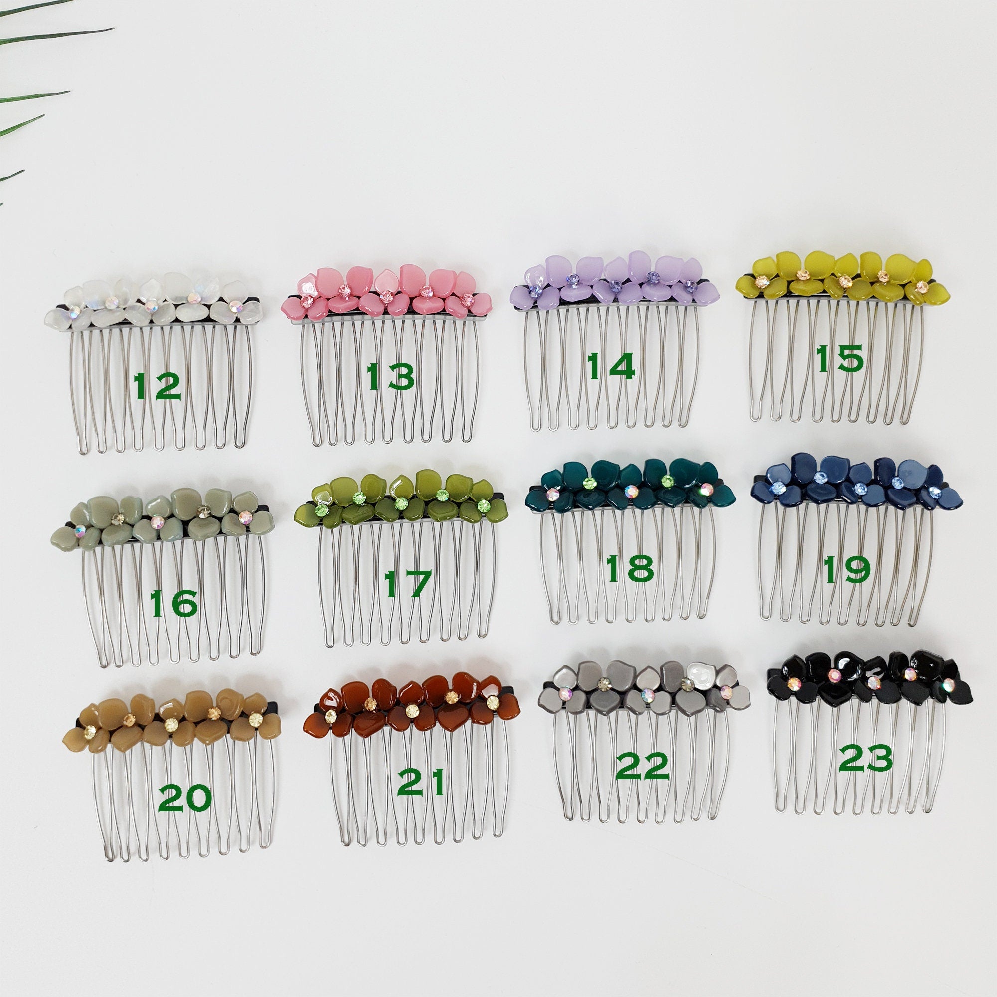 Pastel Color Flower Comb Pin with Cubic / Tortoise Shell Hair Pin / Hair Fork for Woman / Flower Hair Pin